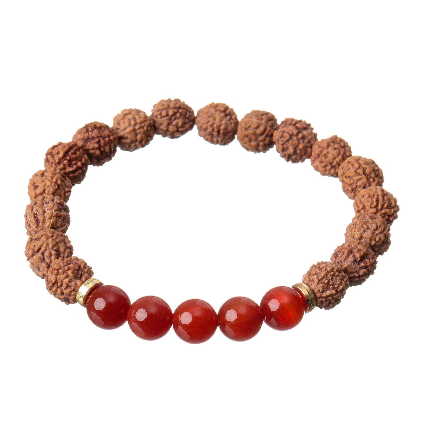 5 Mukhi Rudraksha & Carnelian Natural Stone Bracelet