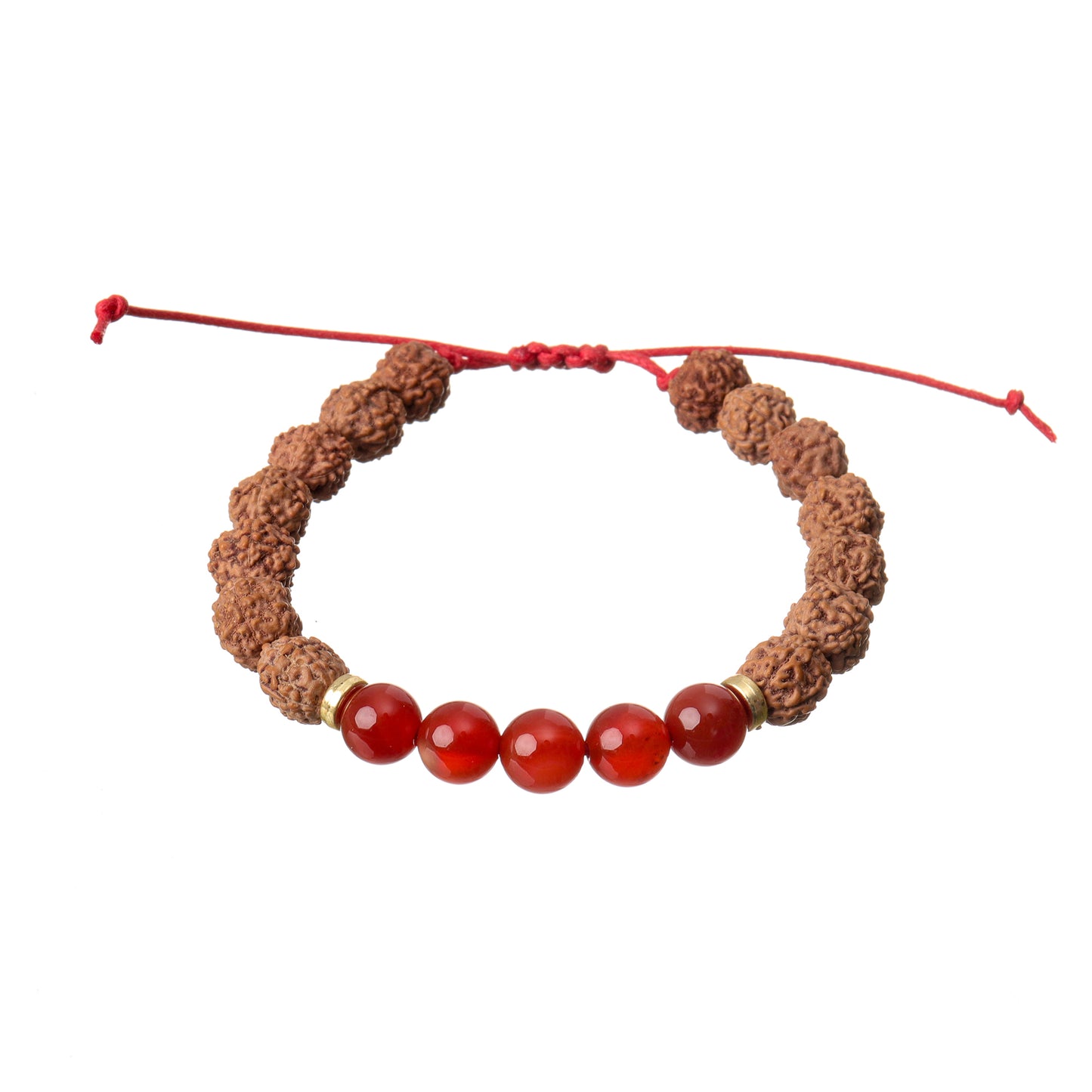 5 Mukhi Rudraksha & Carnelian Natural Stone Bracelet