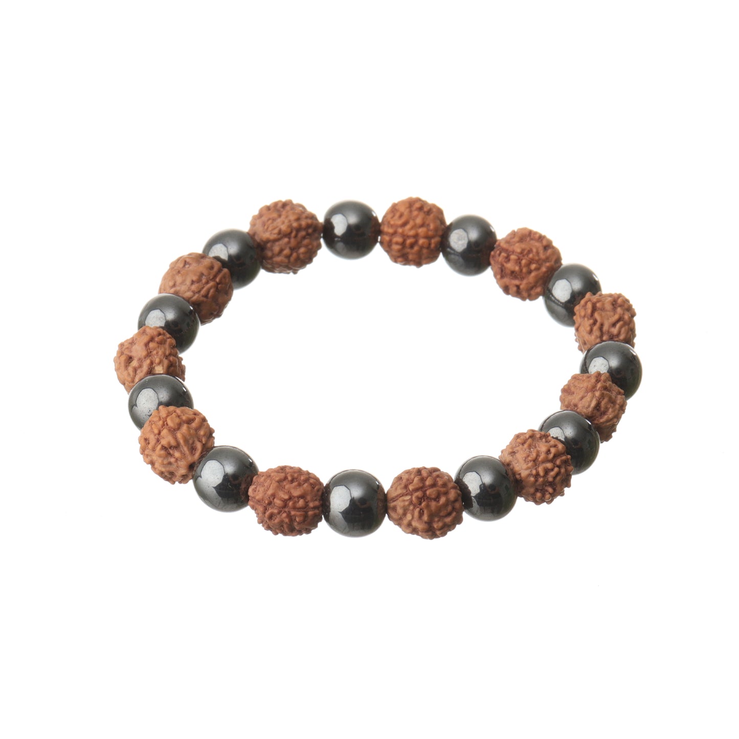 5 Mukhi Certified Rudraksha & Hematite Natural Stone Bracelet