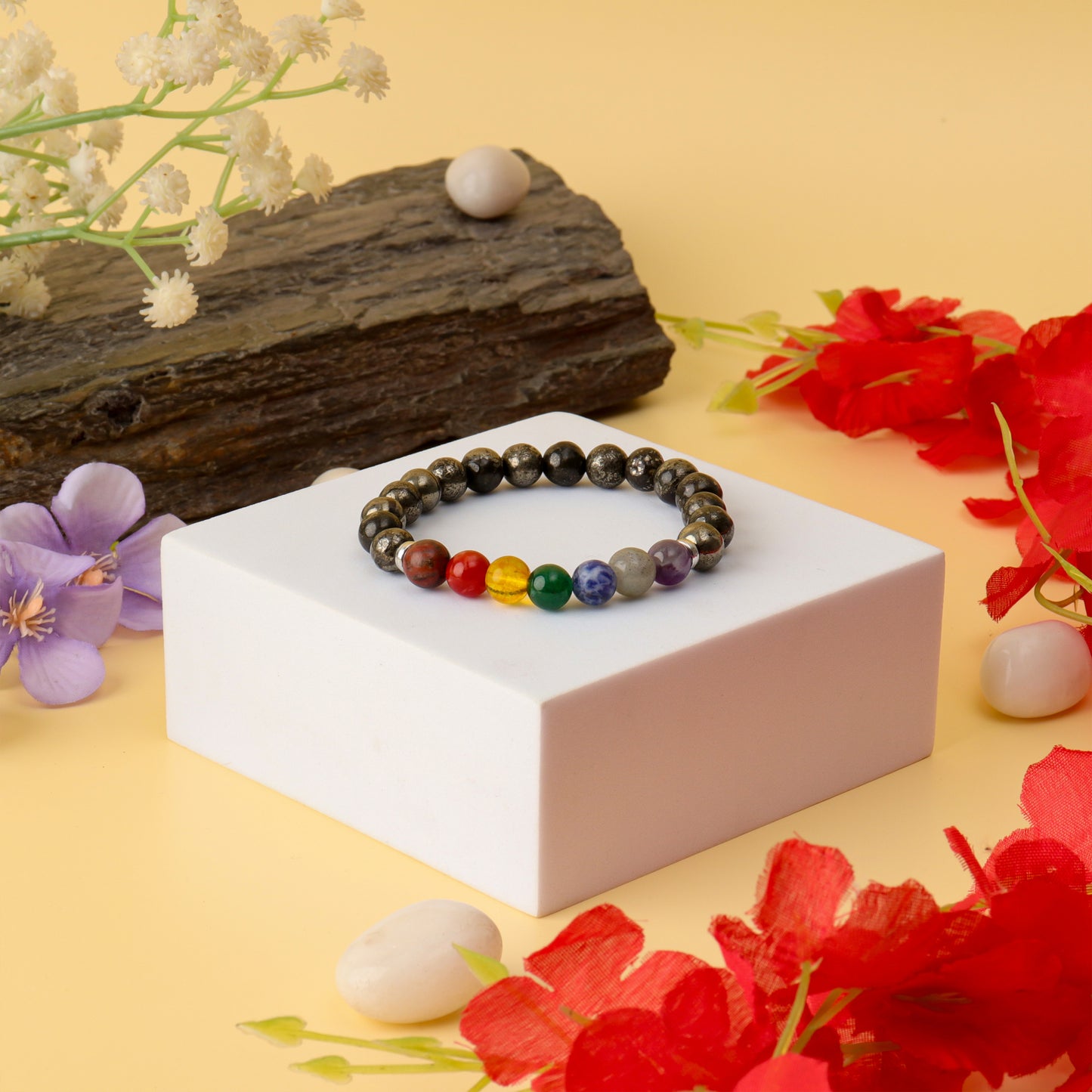 7 Chakra Money Magnet Pyrite Natural Stone Bracelet