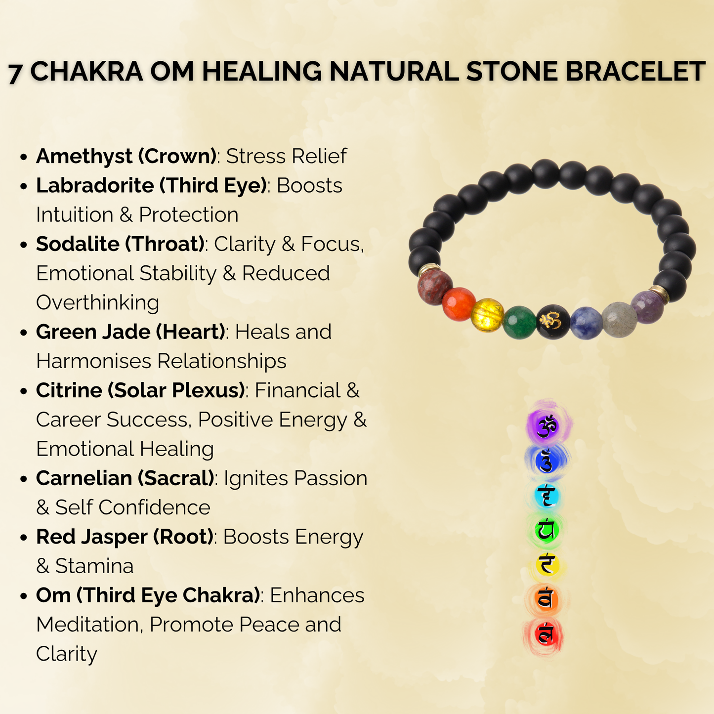 7 Chakra Om Healing Natural Stone Bracelet