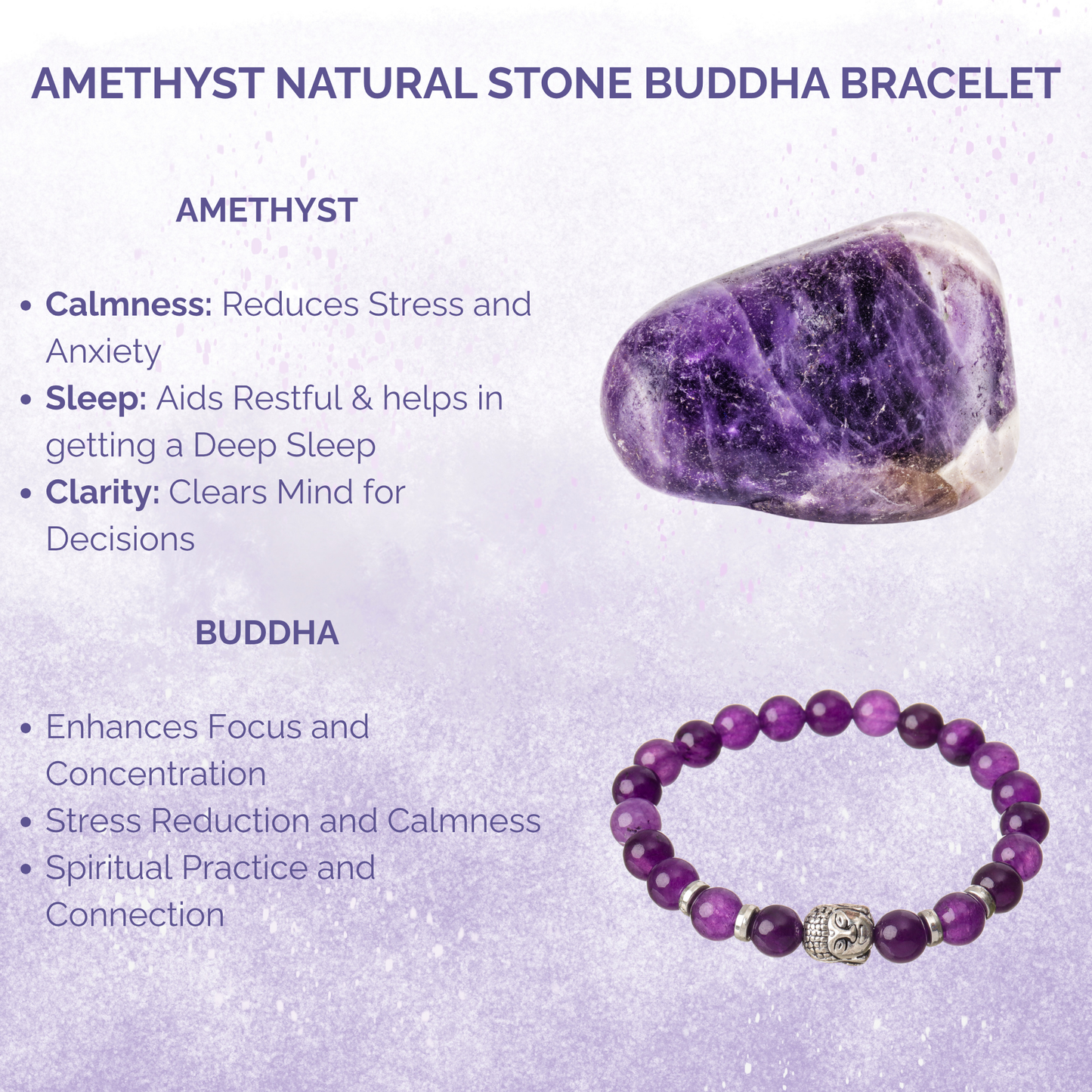 Amethyst Natural Stone Buddha Bracelet