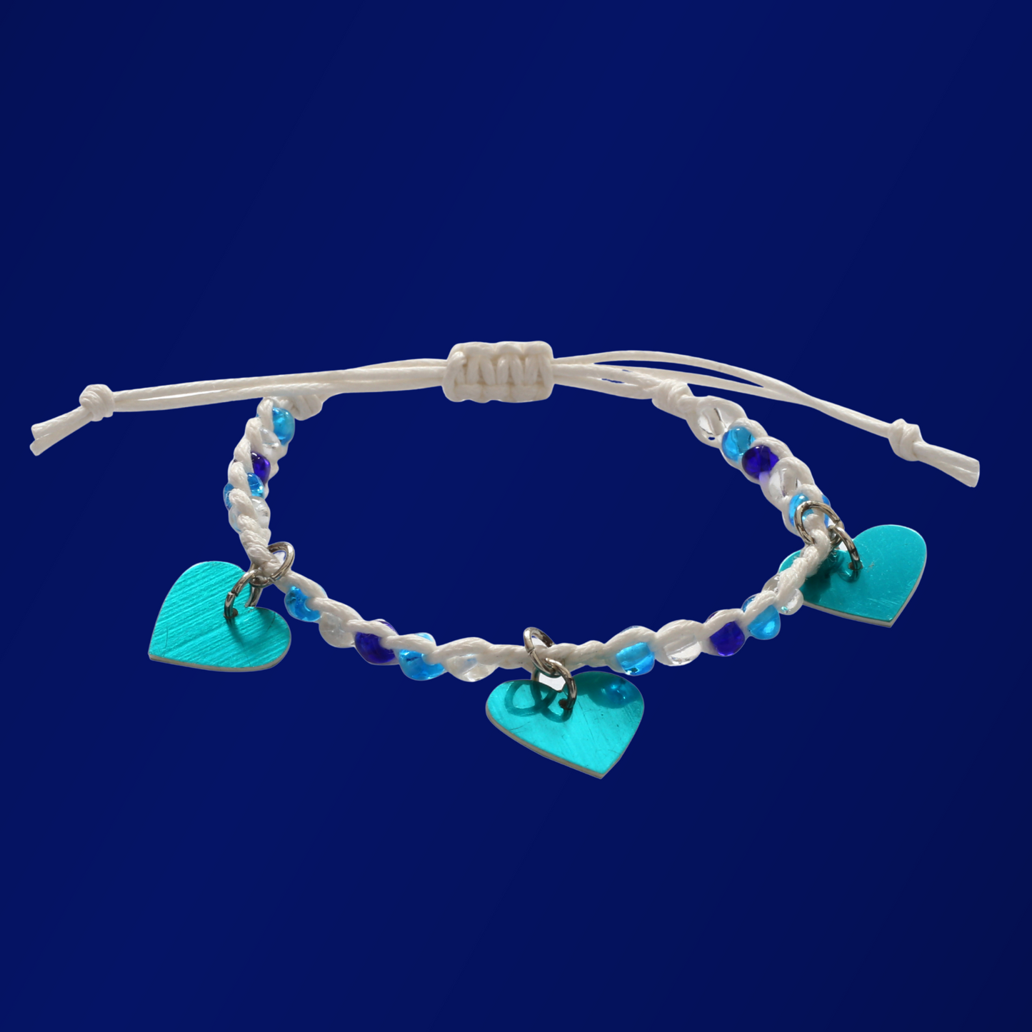 Adjustable Beaded Bracelet with Heart Charms