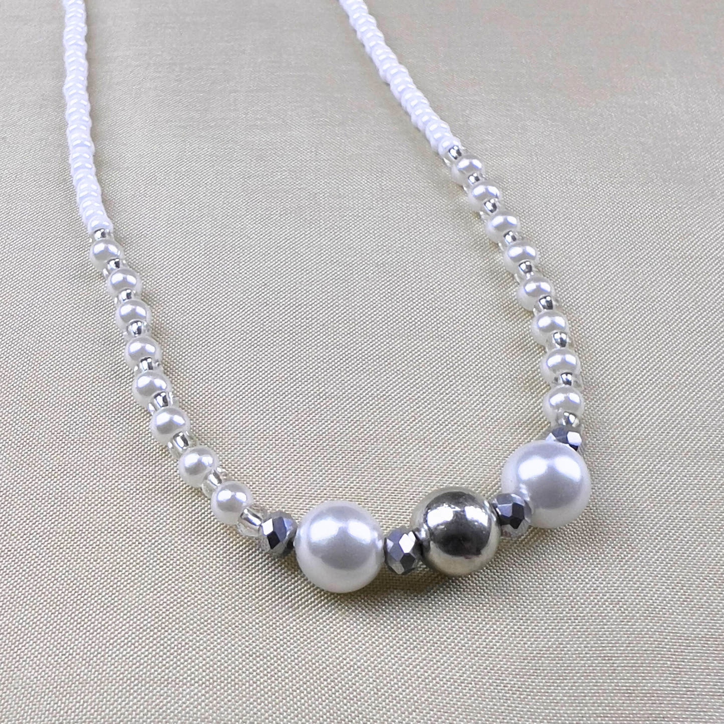 Bali Pearl Necklace with Seed Beads