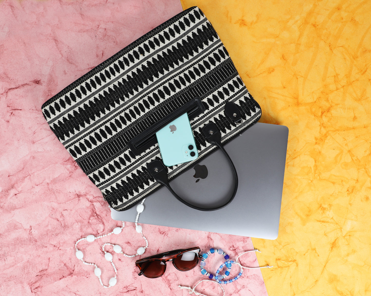 Laptop Bag for Women for 15.6 inch Laptop (Black & White Capsule)