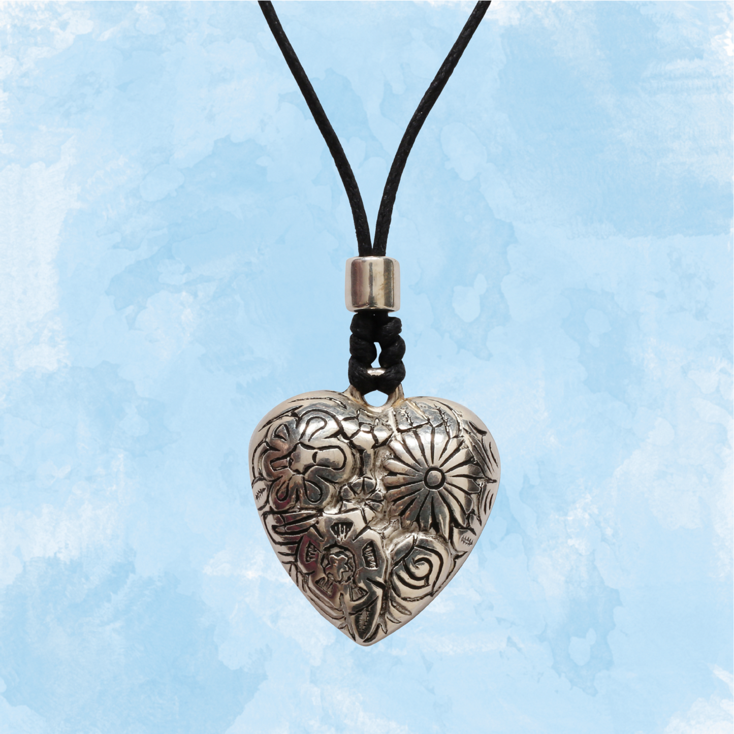 Choker Necklace with Floral Heart Pendant