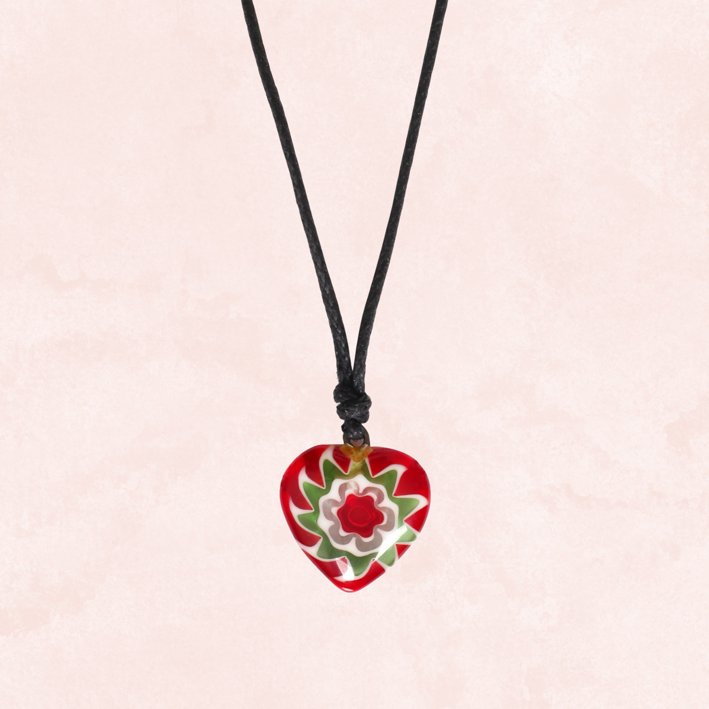 Choker Necklace with Glass Heart Pendant