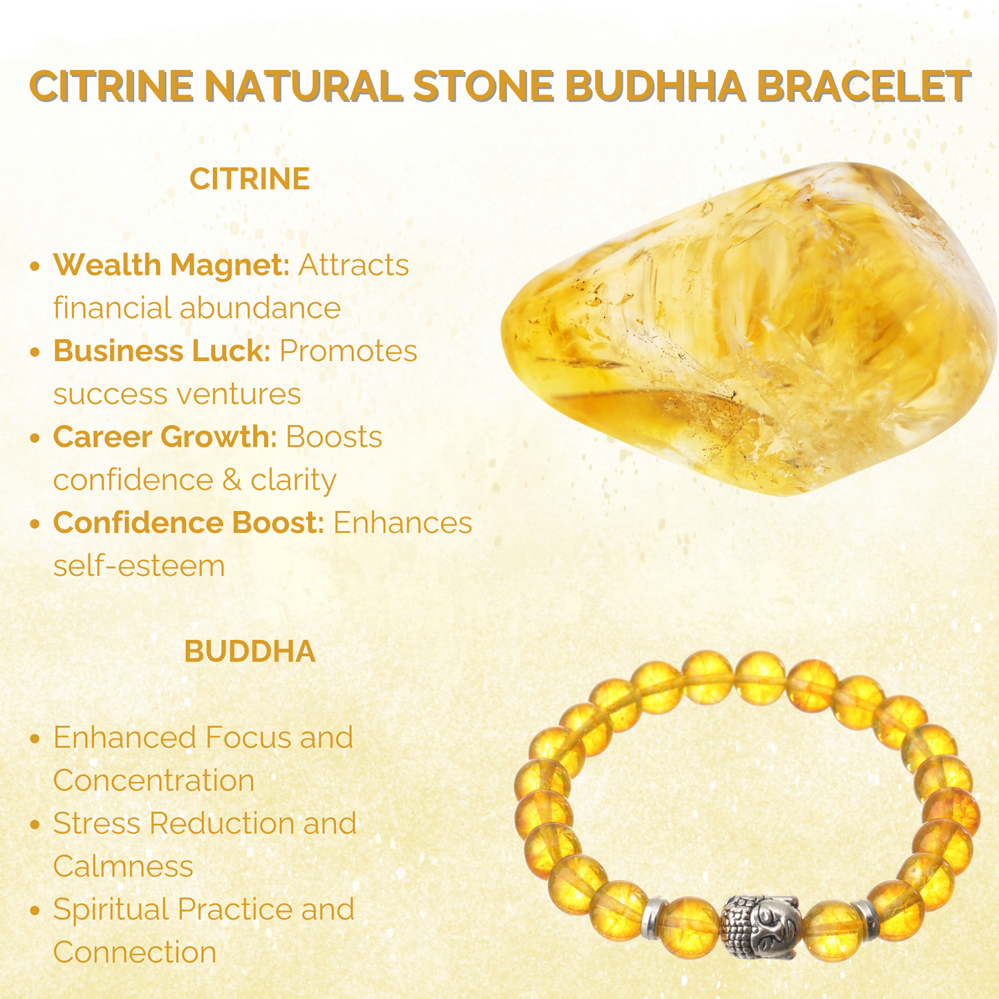 Citrine Natural Stone Buddha Bracelet
