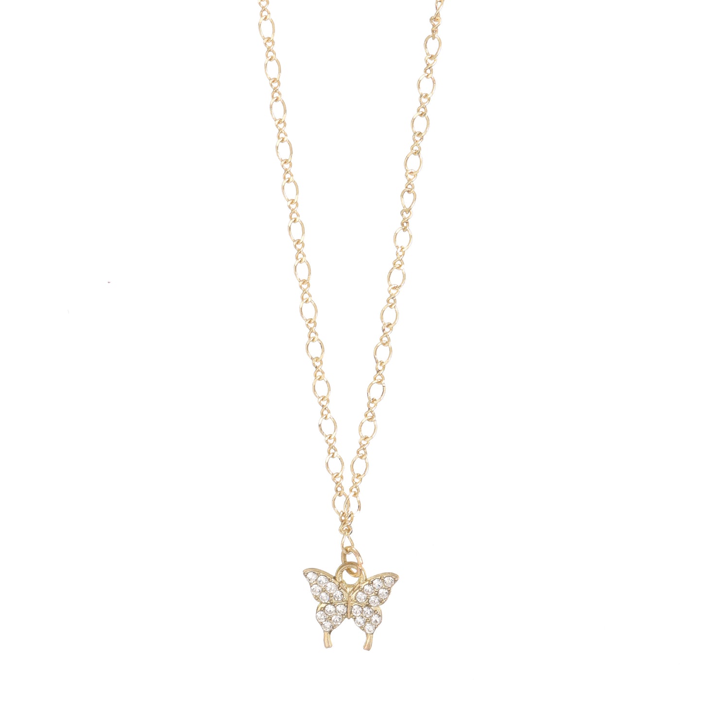 Crystal Butterfly Charm Gold Choker Necklace