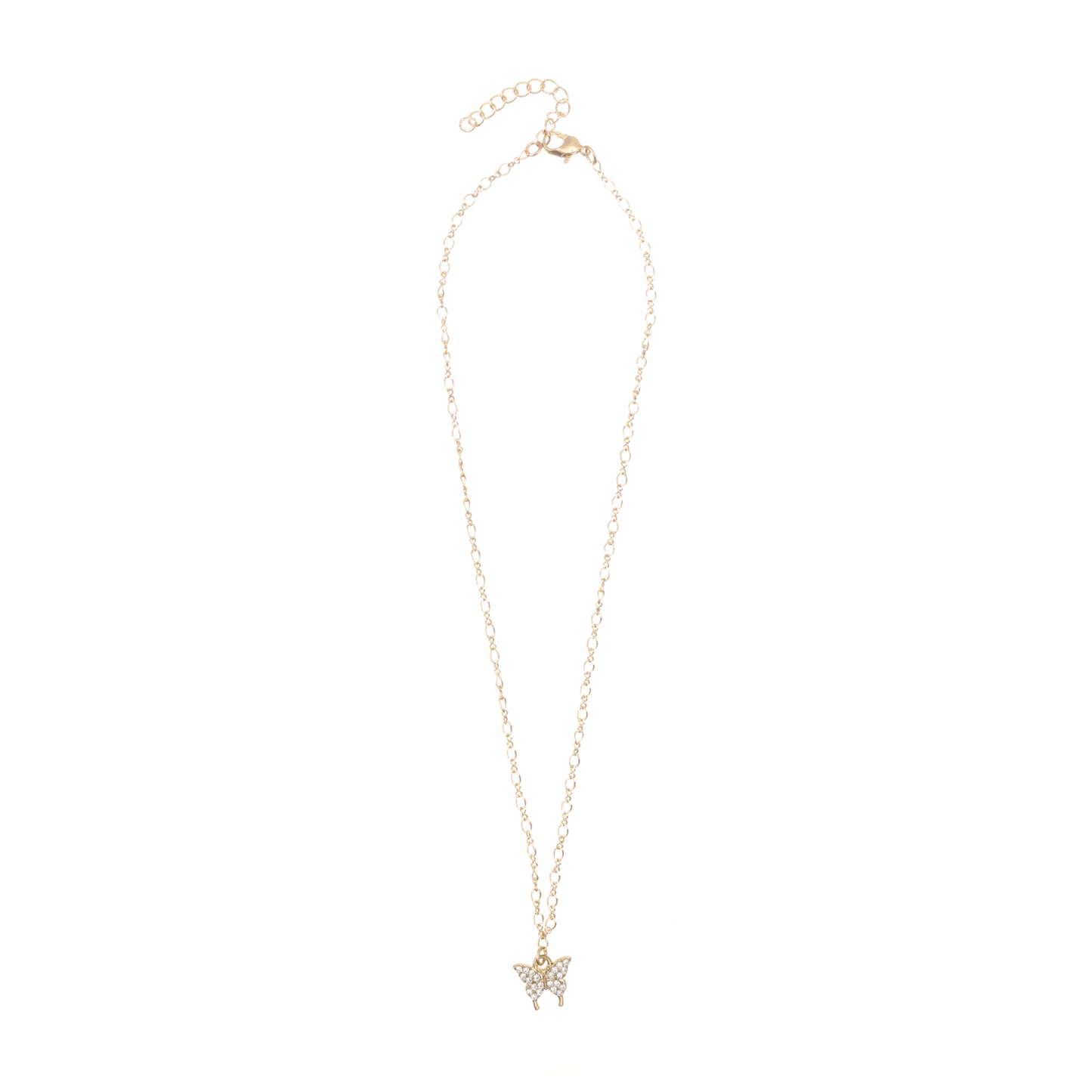 Crystal Butterfly Charm Gold Choker Necklace
