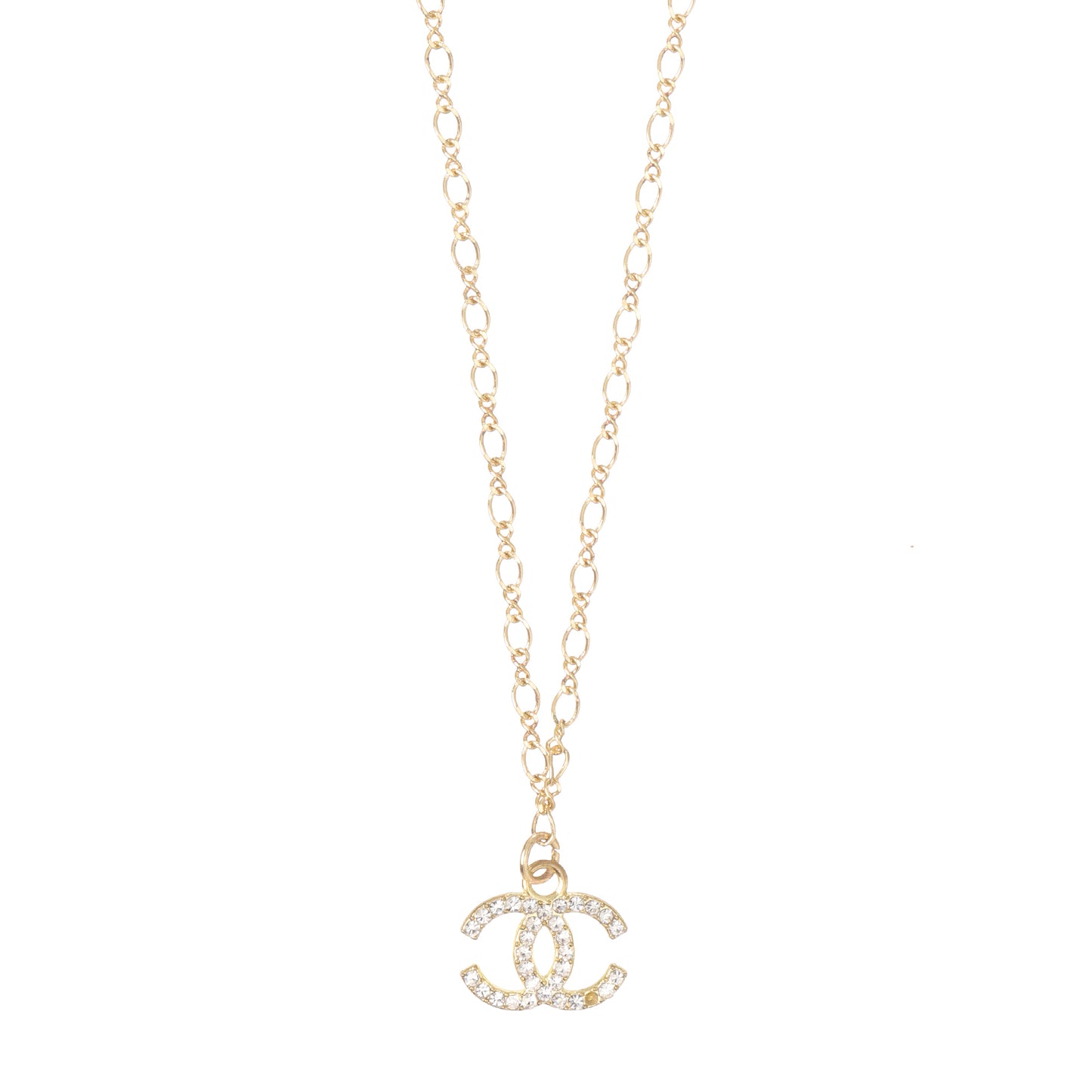 Crystal Chanel Pendant Gold Choker Necklace