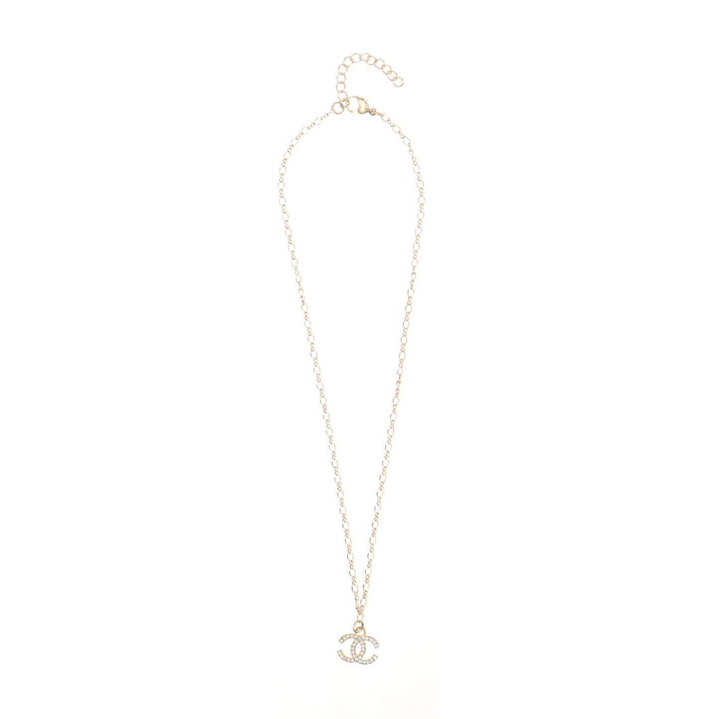 Crystal Chanel Pendant Gold Choker Necklace