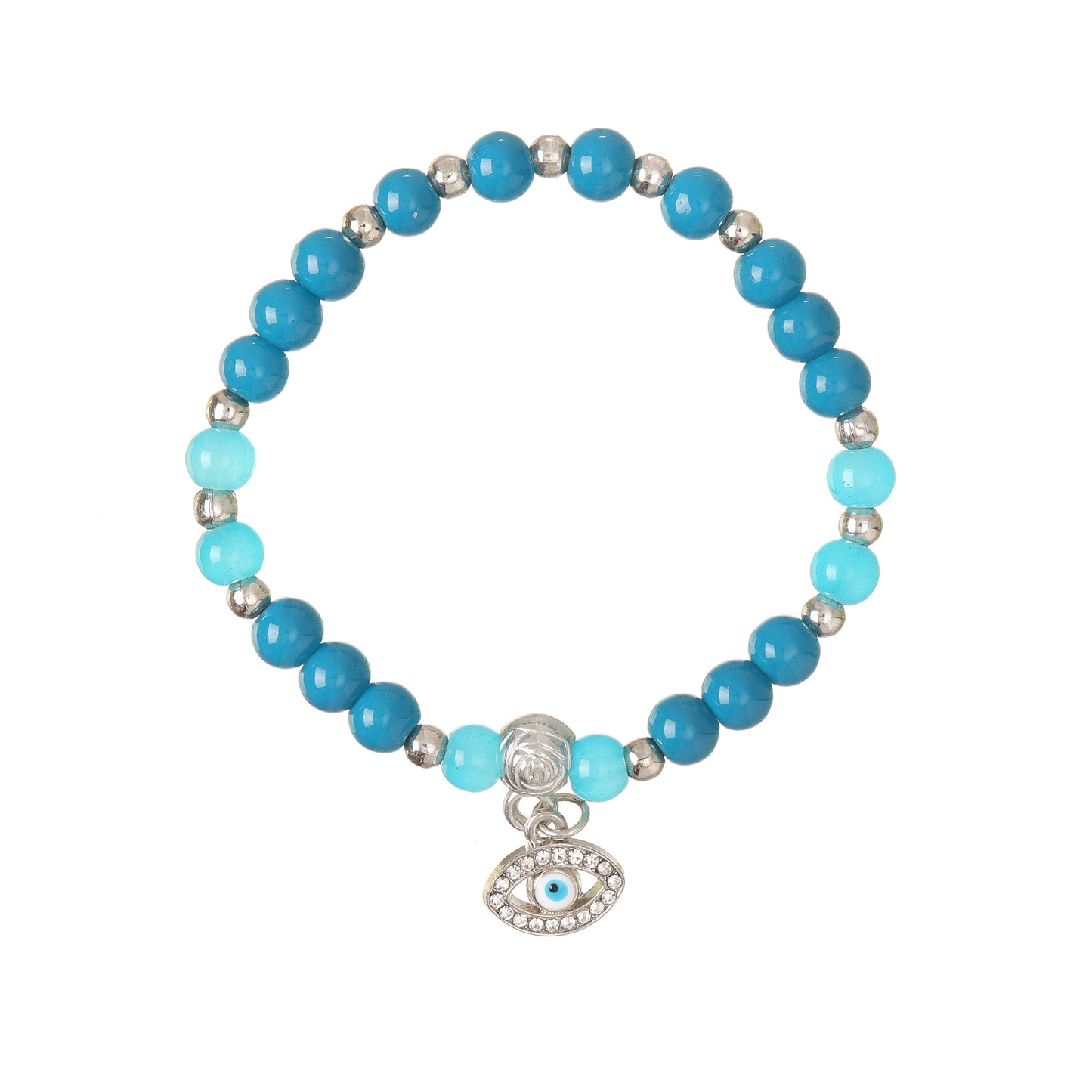 Crystal Evil Eye Charm Beaded Stretch Bracelet