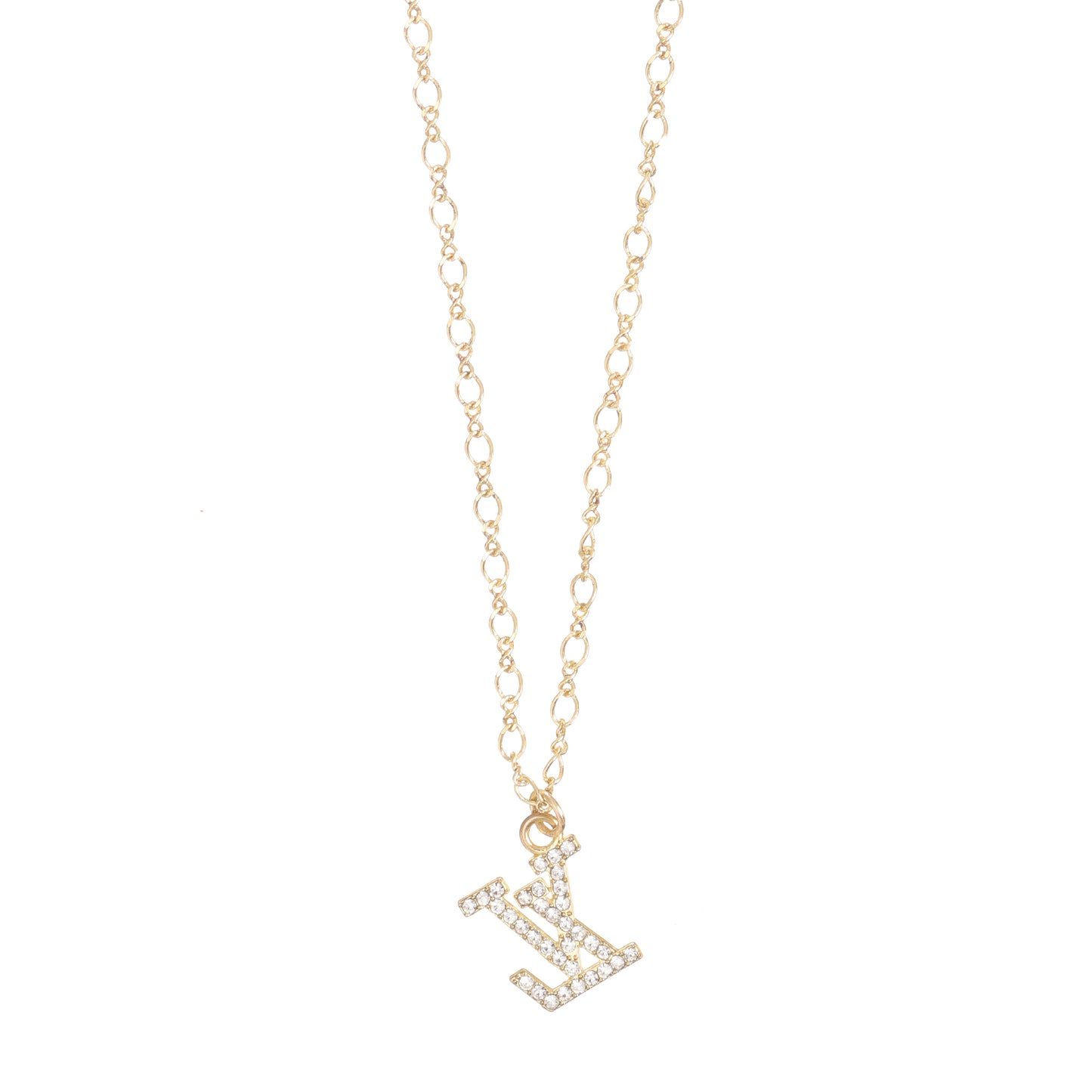 Crystal LV Pendant Gold Choker Necklace