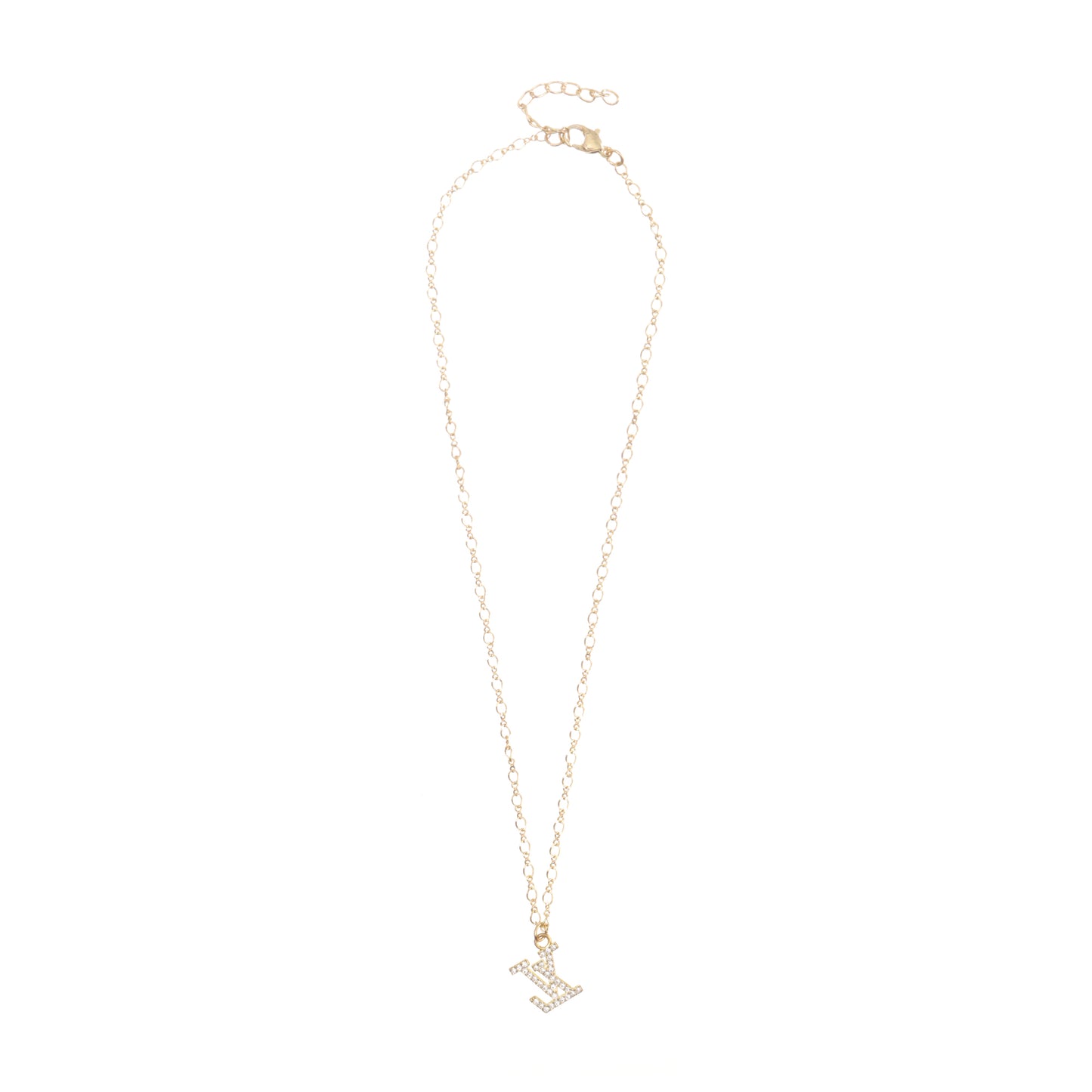 Crystal LV Pendant Gold Choker Necklace