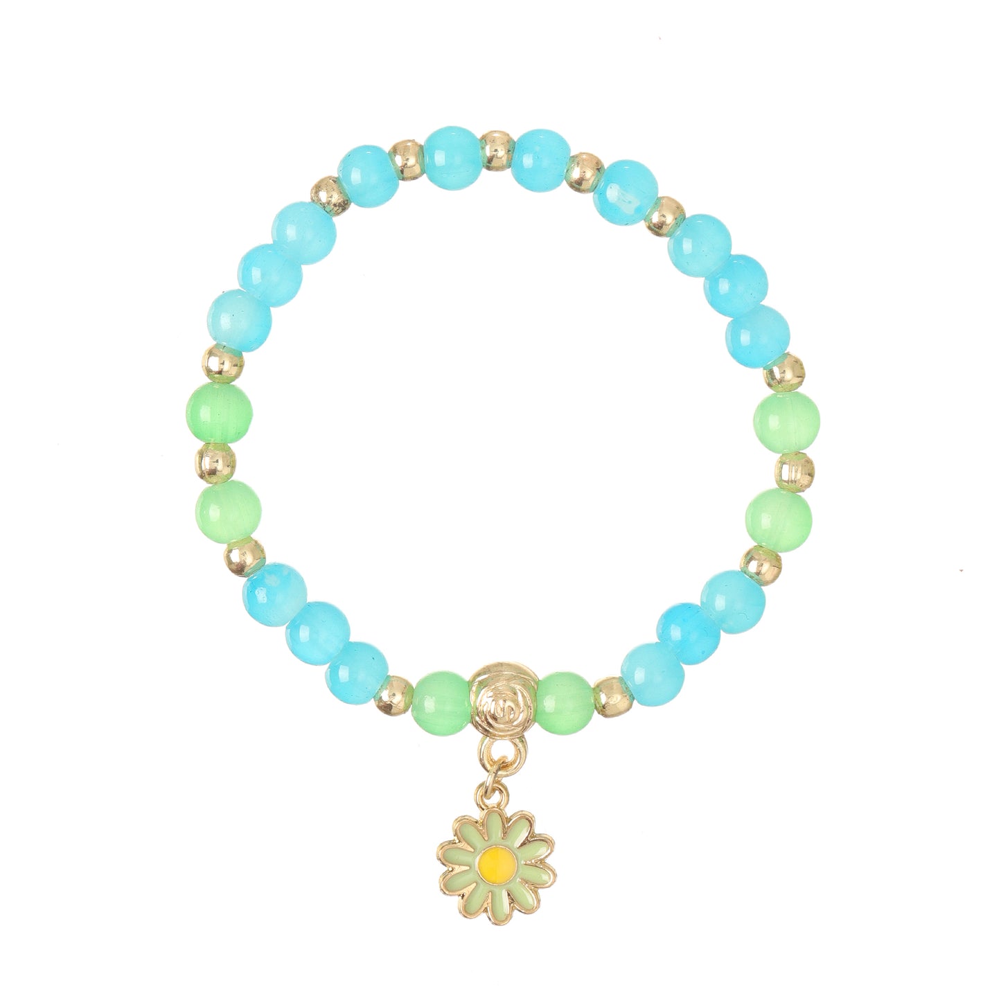 Daisy Charm Beaded Stretch Bracelet