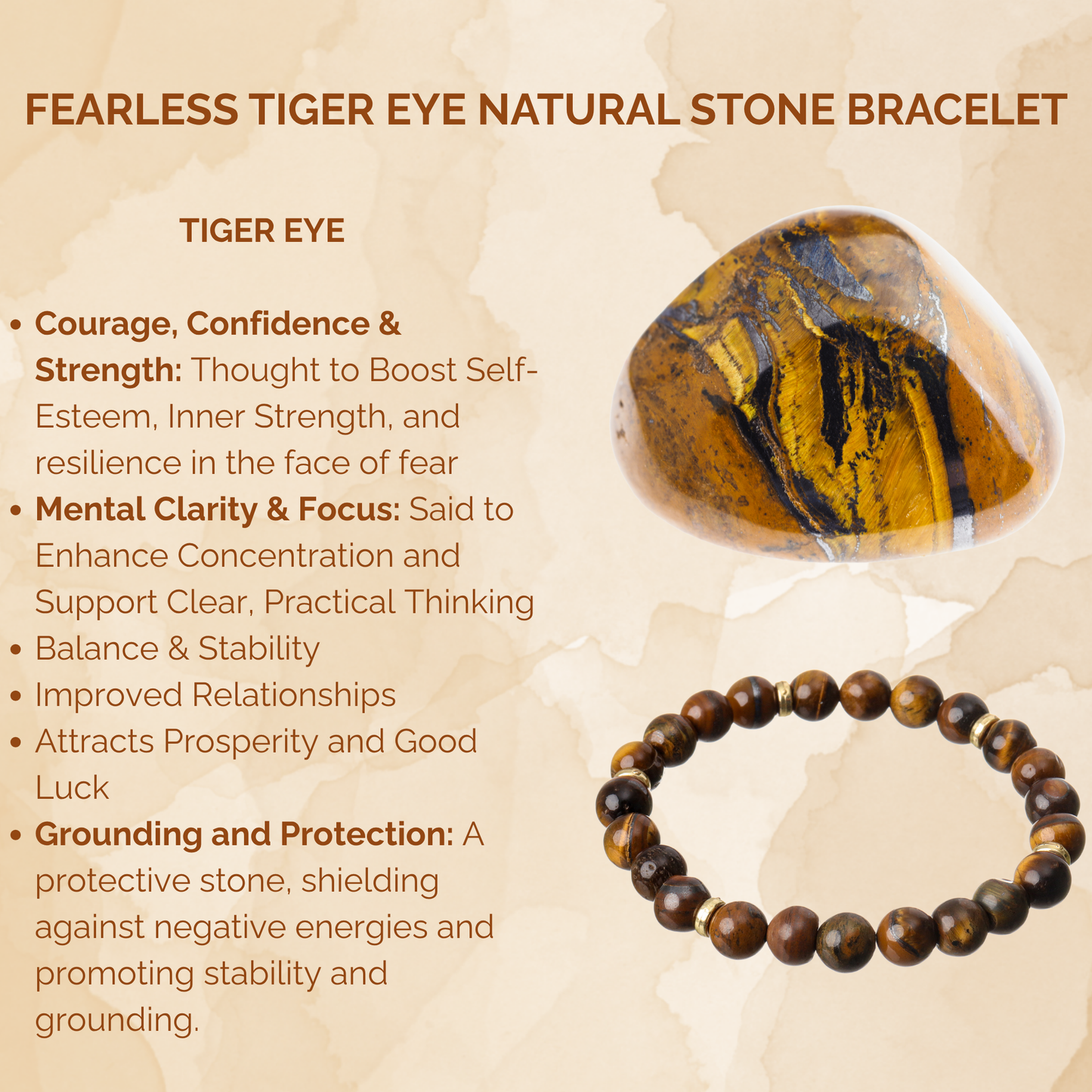 Fearless Tiger Eye Natural Stone Bracelet
