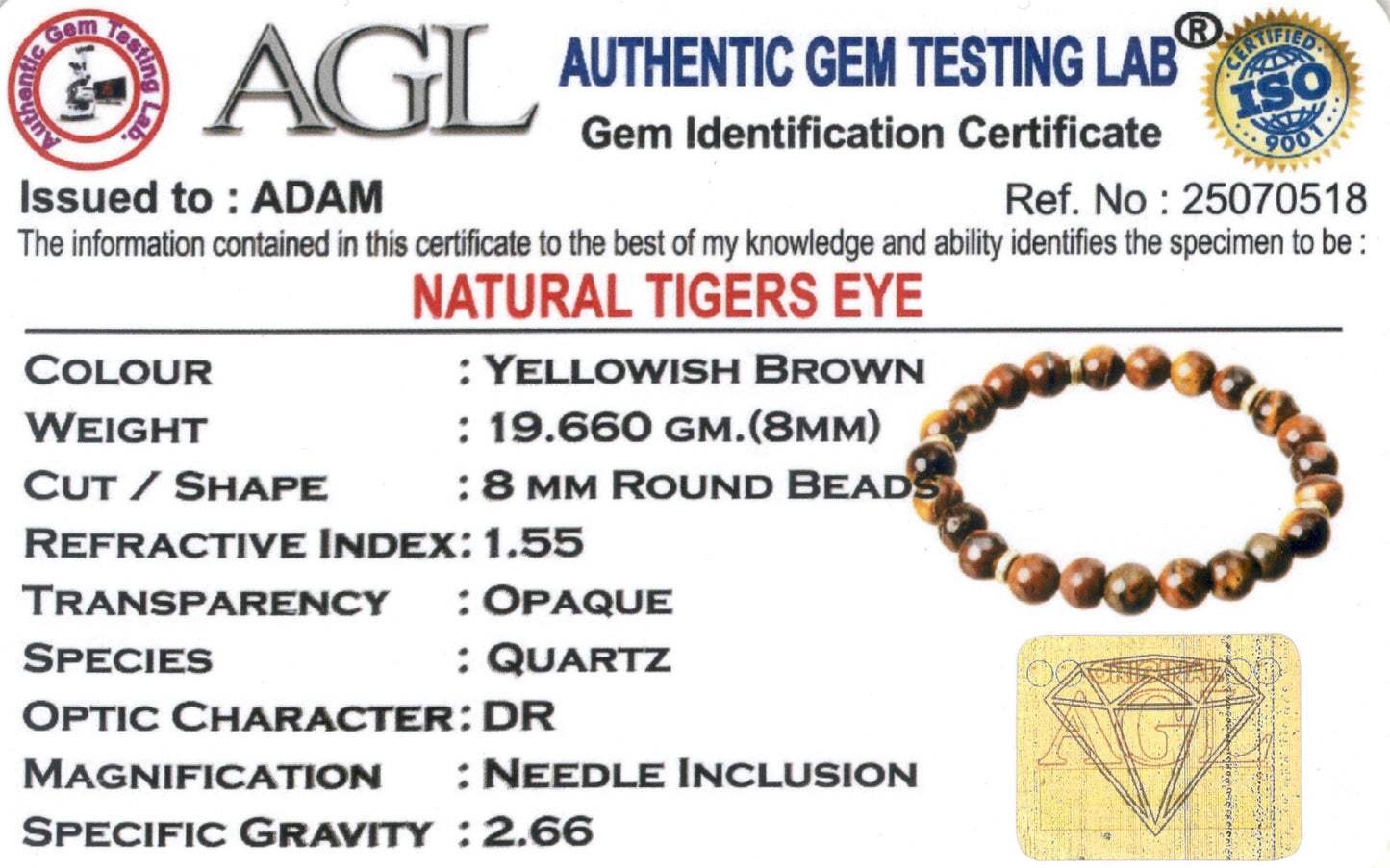 Fearless Tiger Eye Natural Stone Bracelet