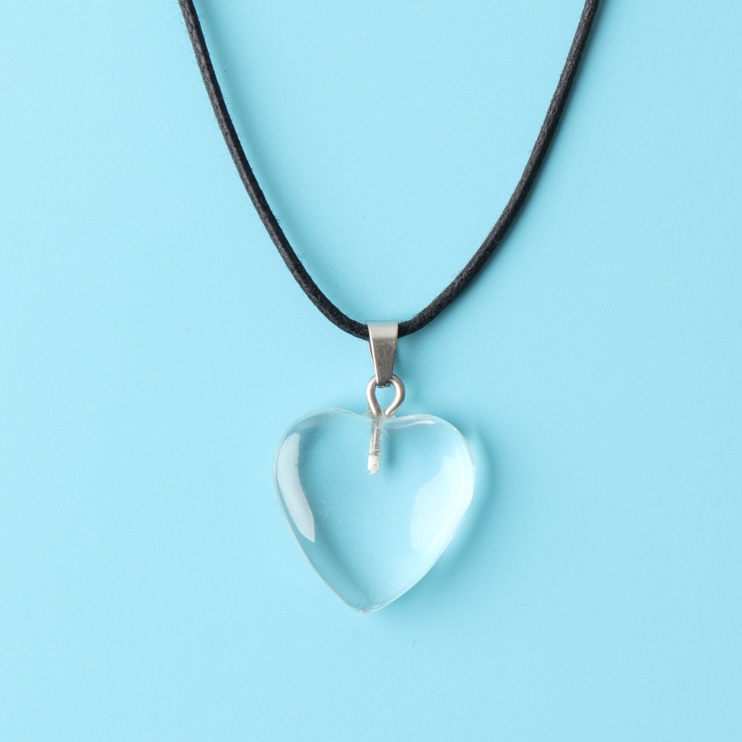 Glass Heart Pendant Choker Necklace