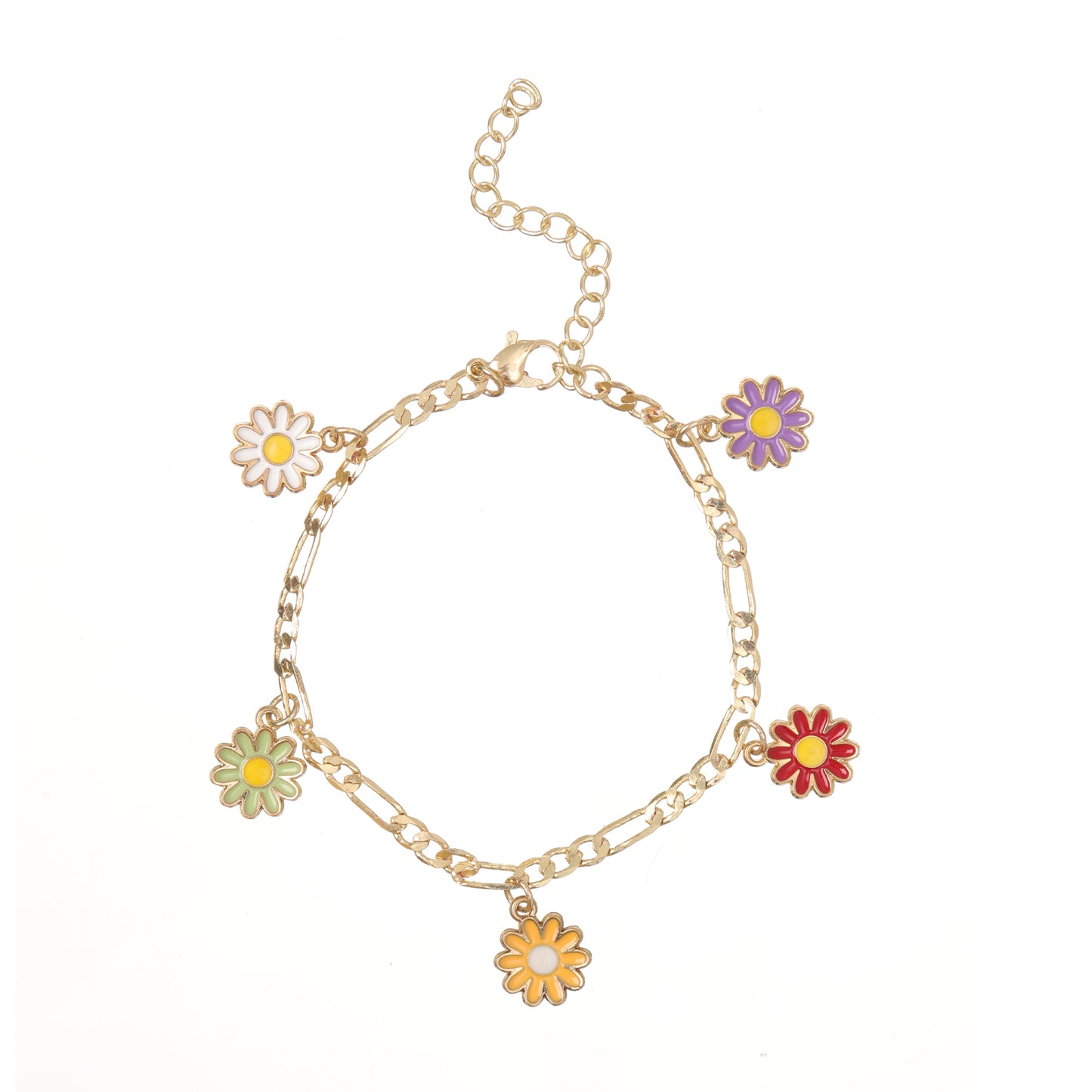 Gold Bracelet Daisy Charms