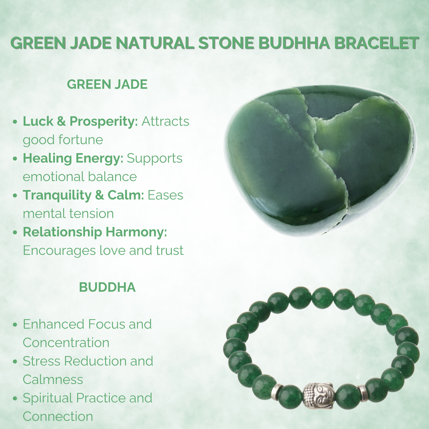Green Jade Natural Stone Buddha Bracelet