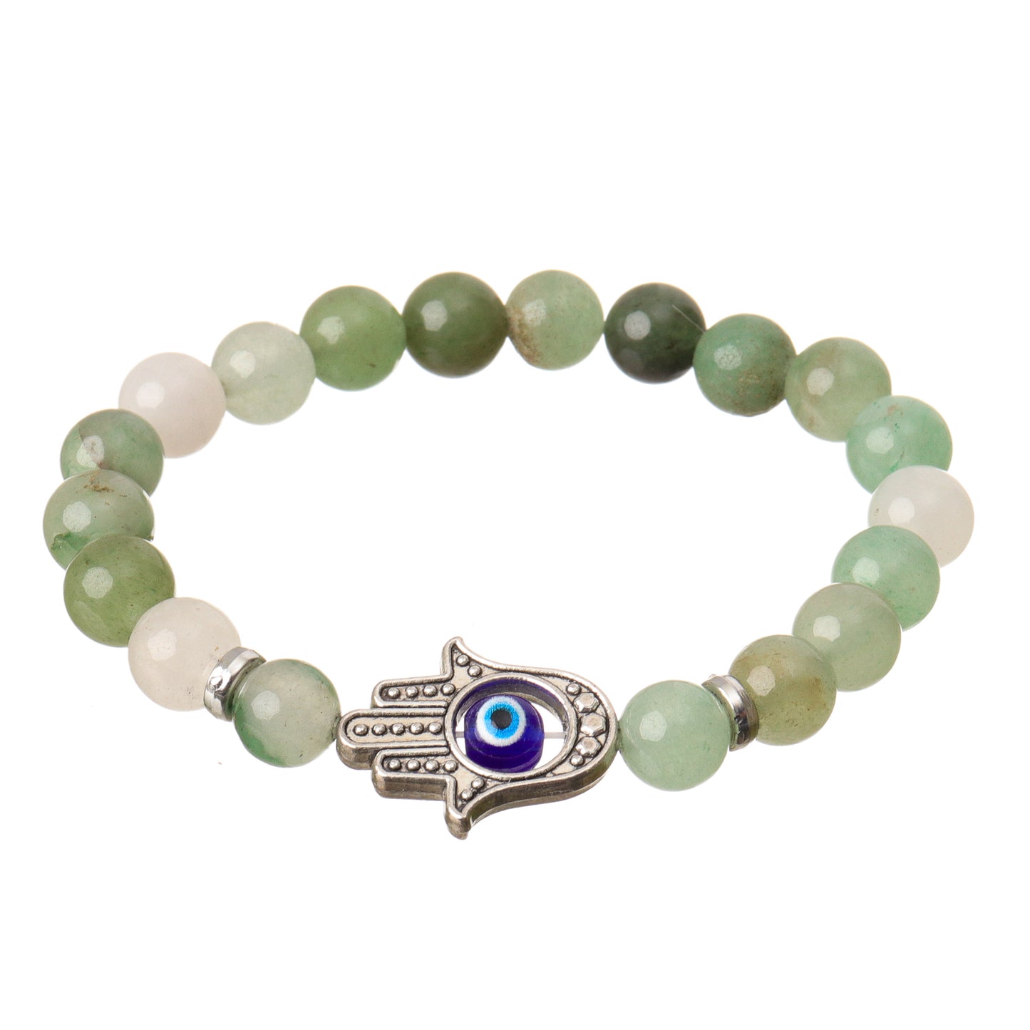 Hamsa Evil Eye Green Aventurine Natural Stone Bracelet