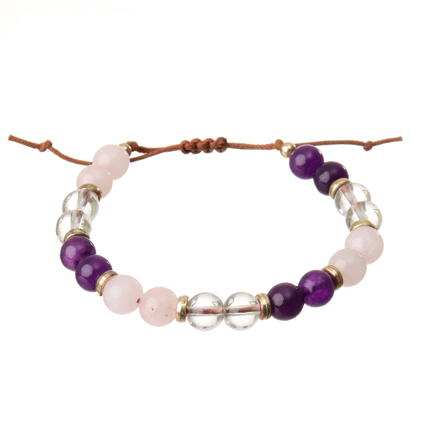 Heart & Soul Bracelet - Amethyst, Clear Quartz & Rose Quartz Natural Stone
