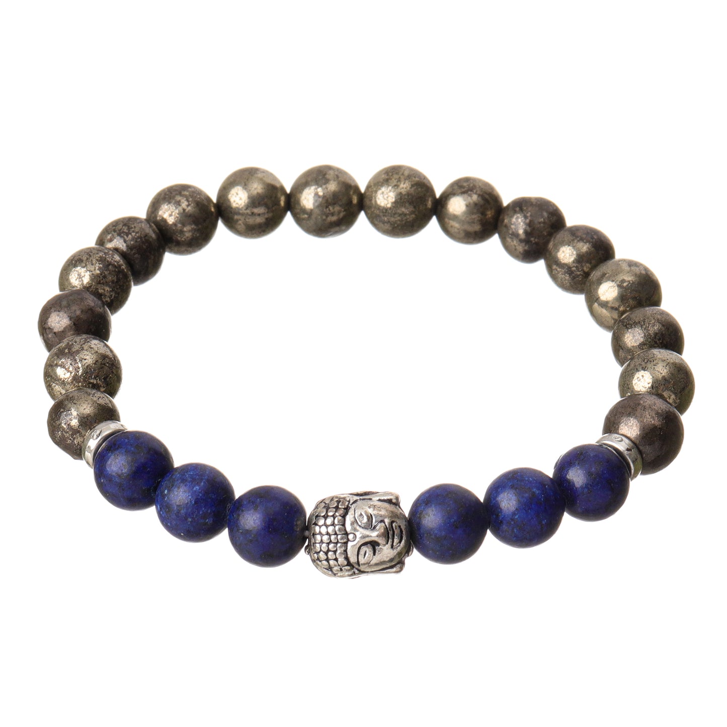 Lapis Lazuli & Pyrite Natural Stone Buddha Bracelet