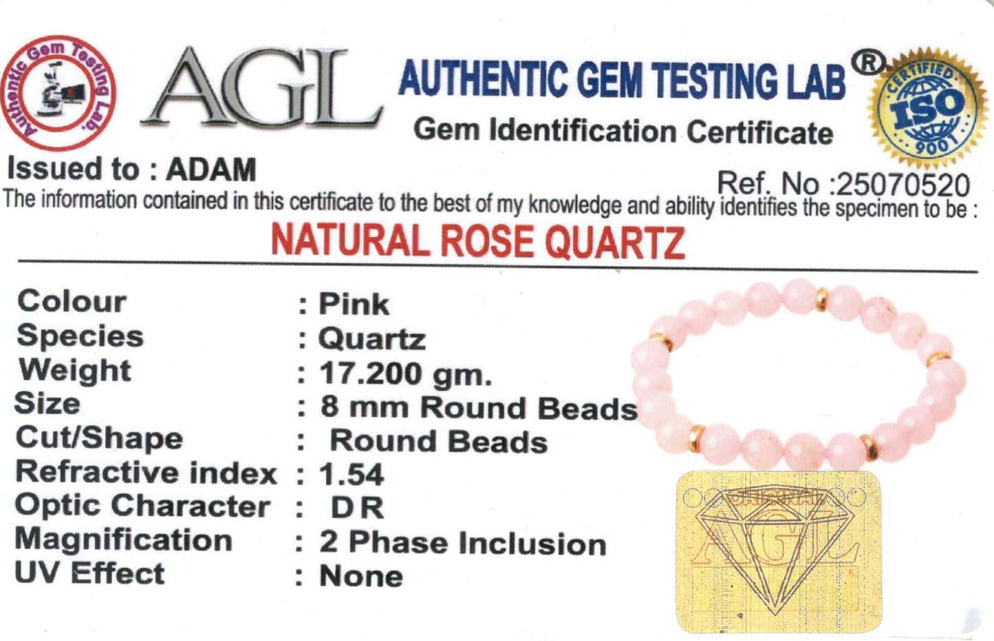 Love Attraction Rose Quartz Natural Stone Bracelet