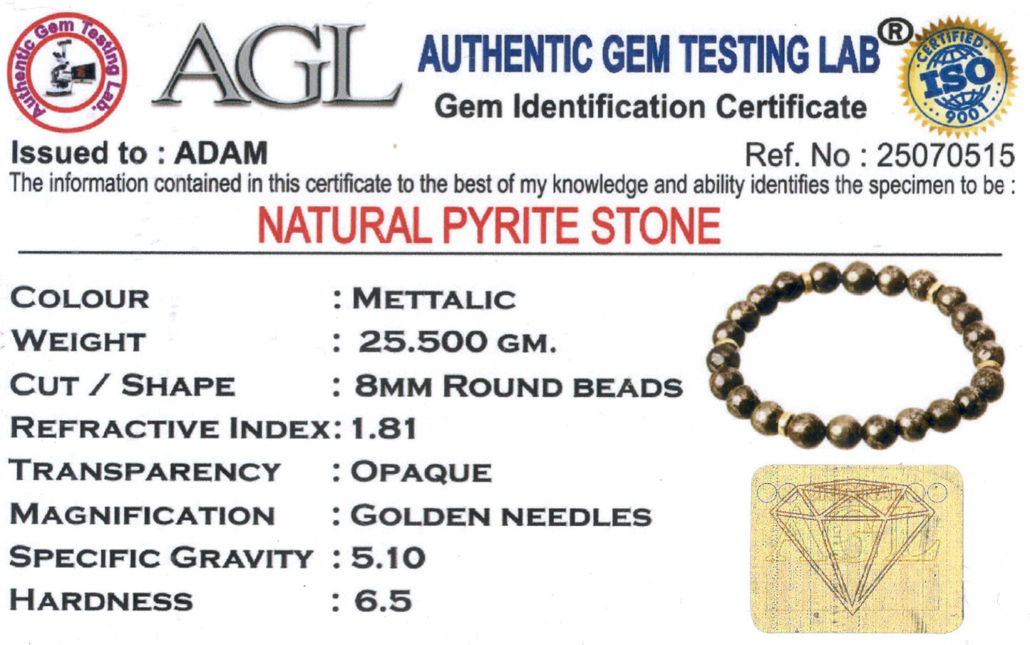 Money Magnet Pyrite Natural Stone Bracelet