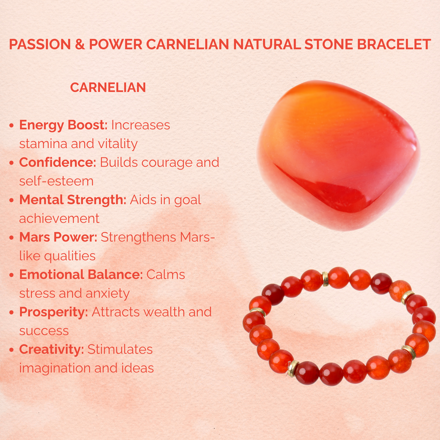 Passion & Power Carnelian Natural Stone Bracelet