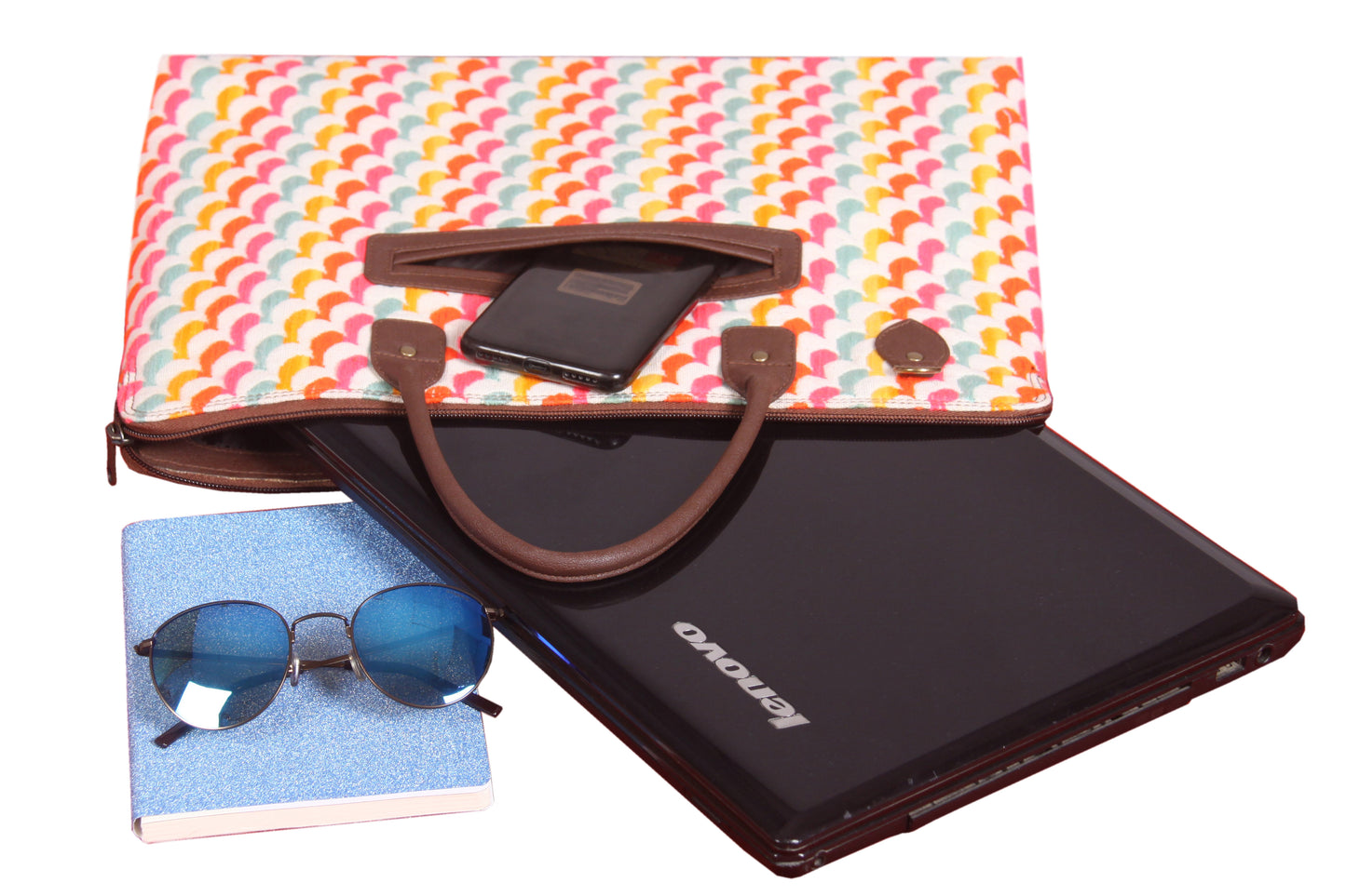 Laptop Bag for Women for 15.6 inch Laptop (Pink & Orange Wave)