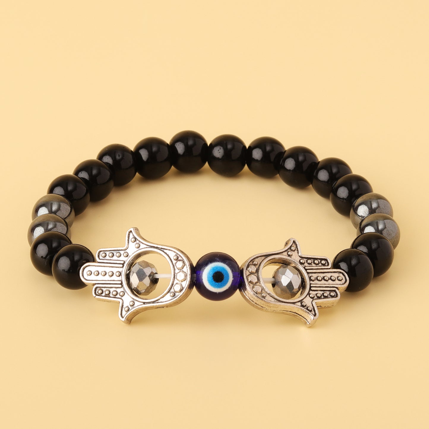 Protective Evil Eye Hamsa Natural Stone Bracelet