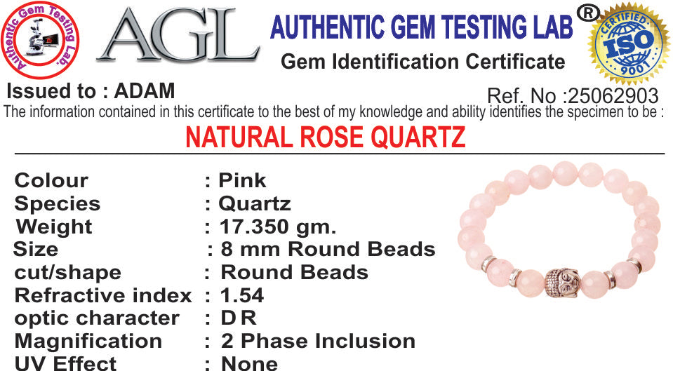 Rose Quartz Natural Stone Buddha Bracelet