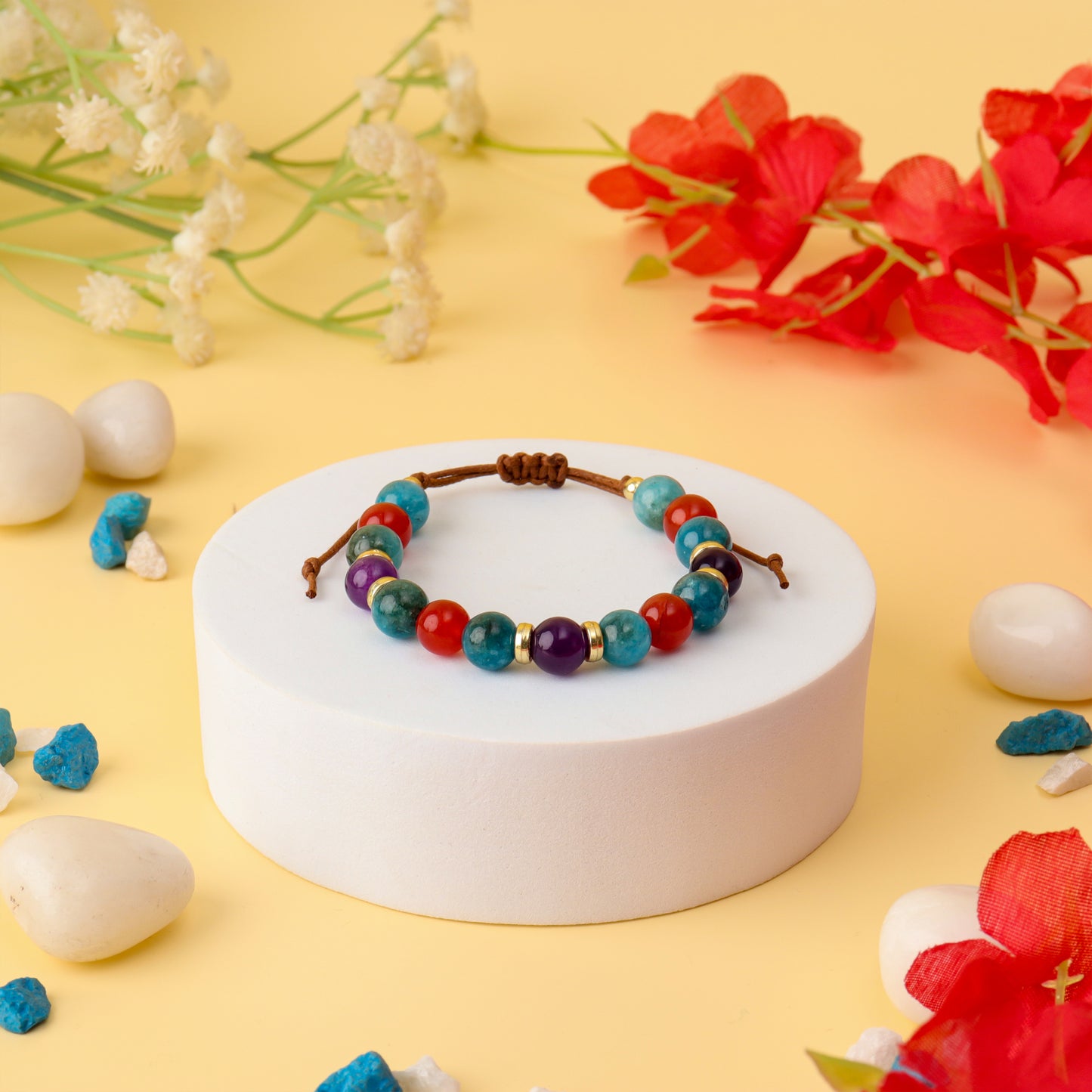 Soul Spark Trio Bracelet - Blue Apatite, Amethyst & Carnelian Natural Stone