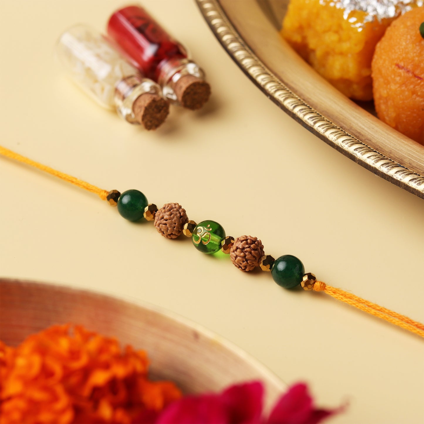 Spiritual 5 Mukhi Rudraksha Natural Stone Rakhi