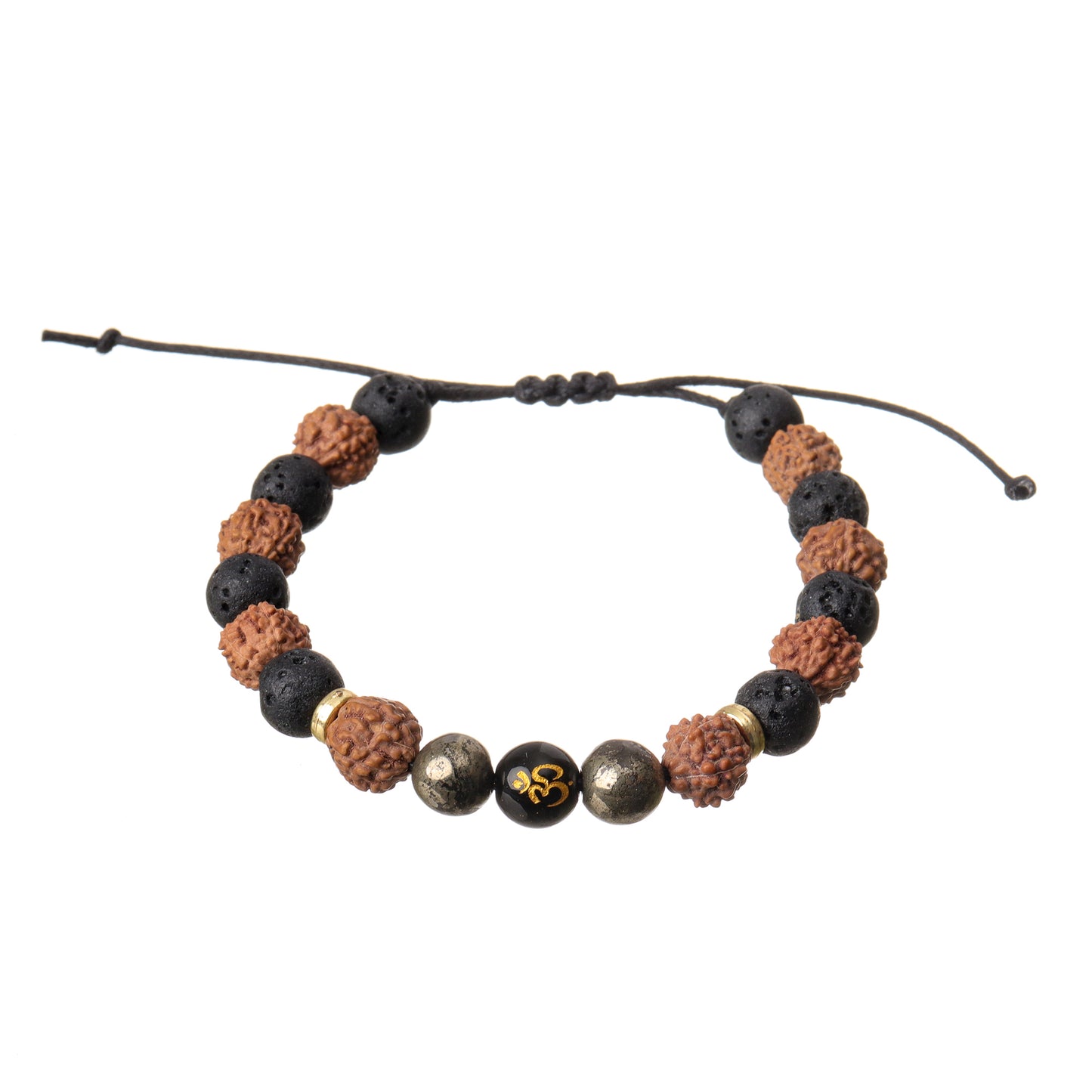 Spiritual Rudraksh Pyrite Natural Stone Om Bracelet