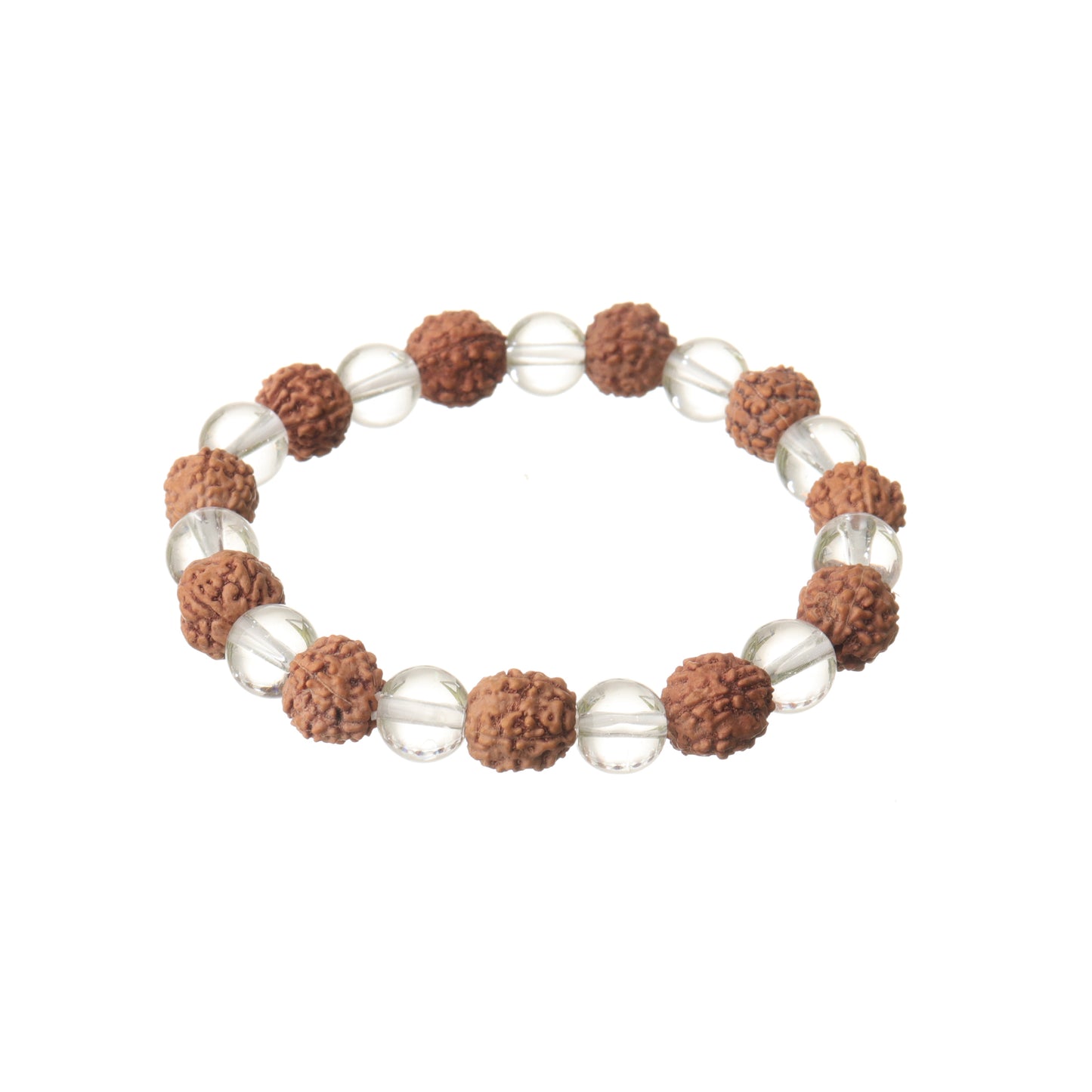 Spiritual 5 Mukhi Rudraksh & Clear Quartz Bracelet