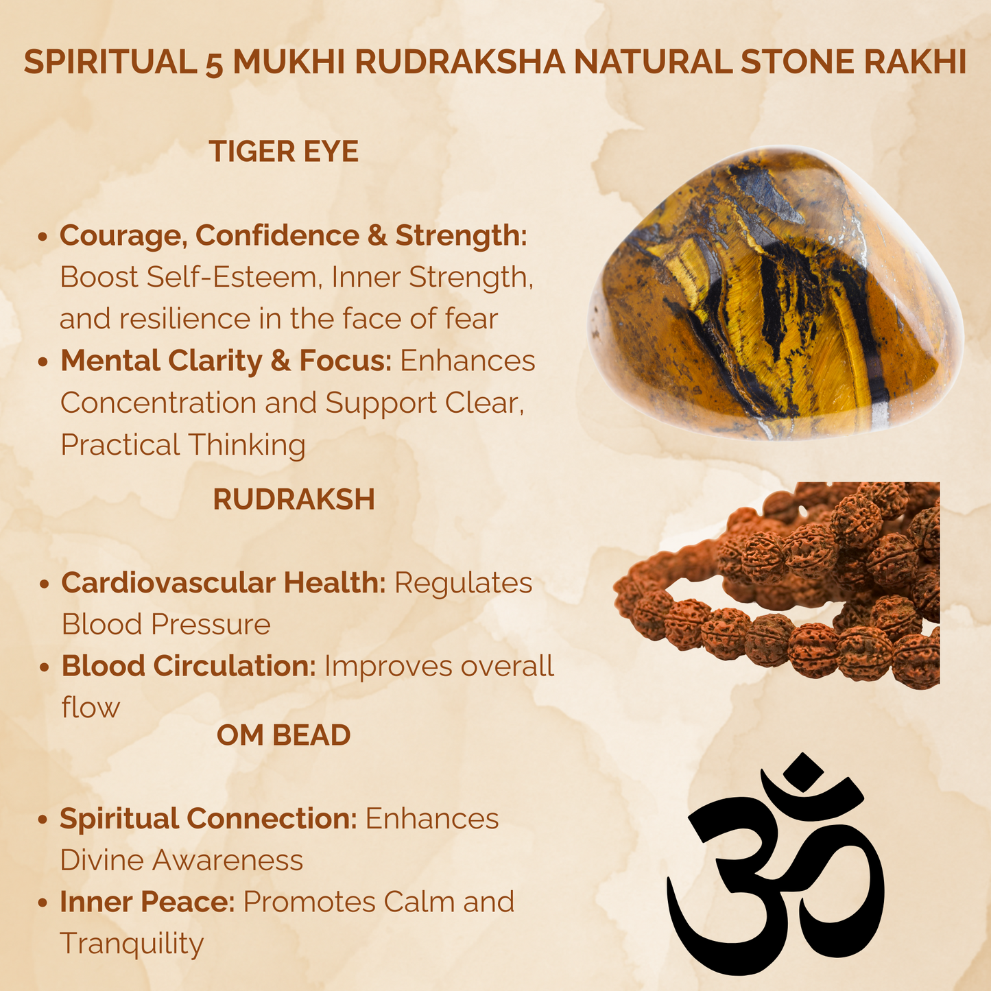 Spiritual 5 Mukhi Rudraksha Natural Stone Rakhi