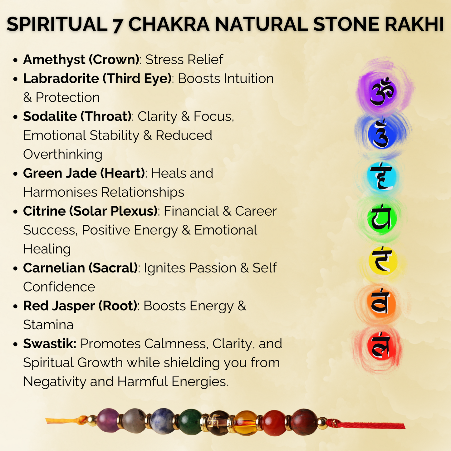 Spiritual 7 Chakra Natural Stone Rakhi