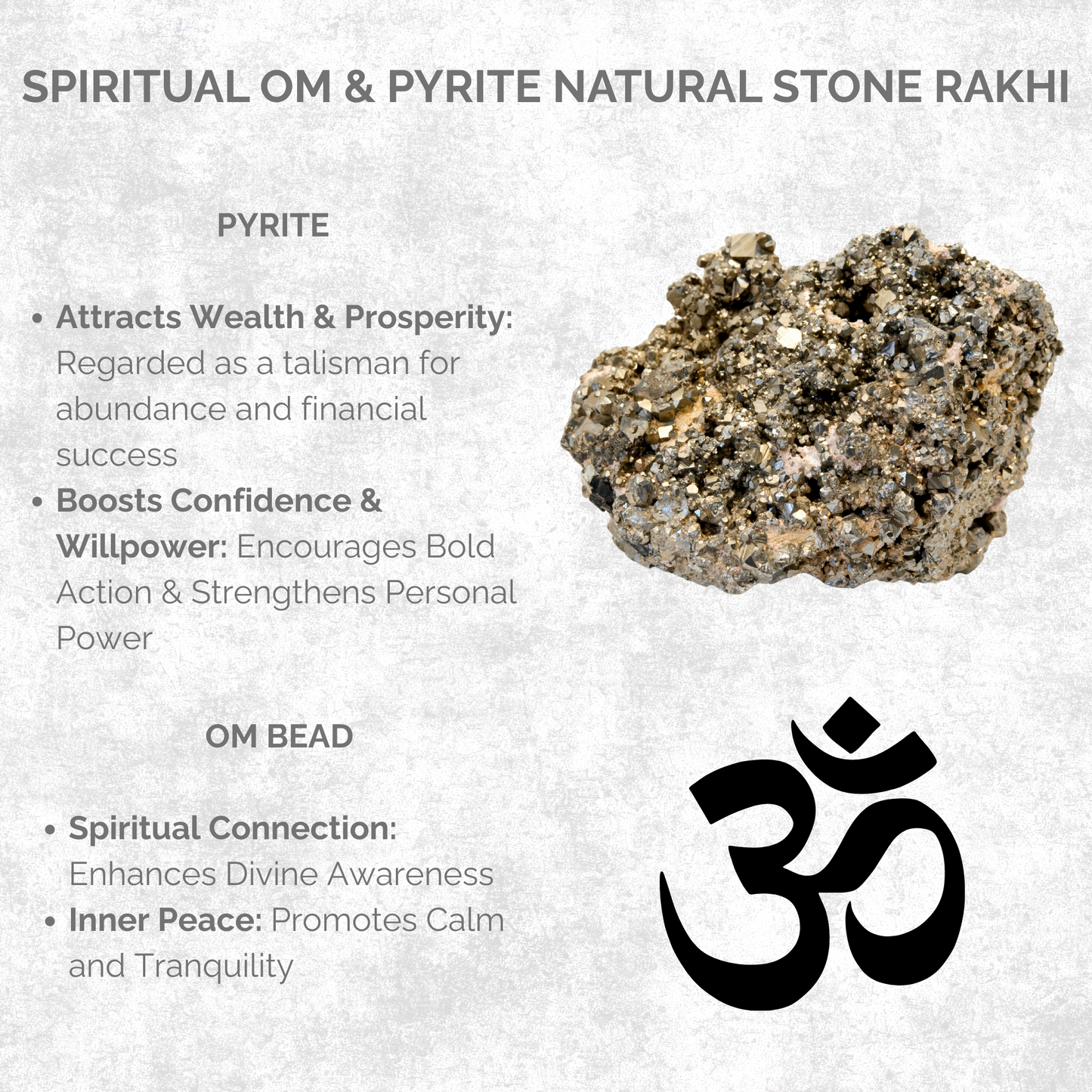 Spiritual Om & Pyrite Natural Stone Rakhi