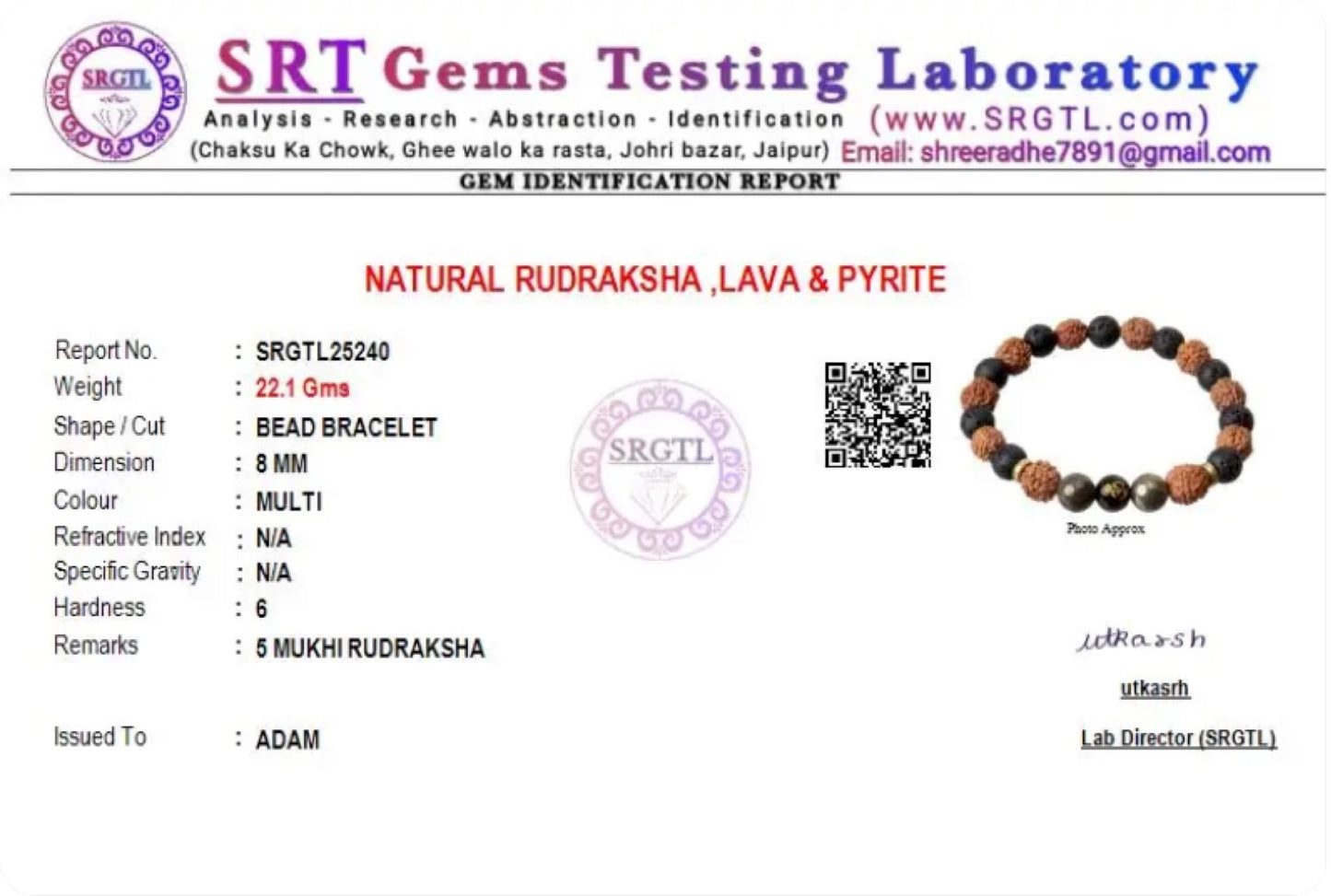 Spiritual Rudraksh Pyrite Natural Stone Om Bracelet