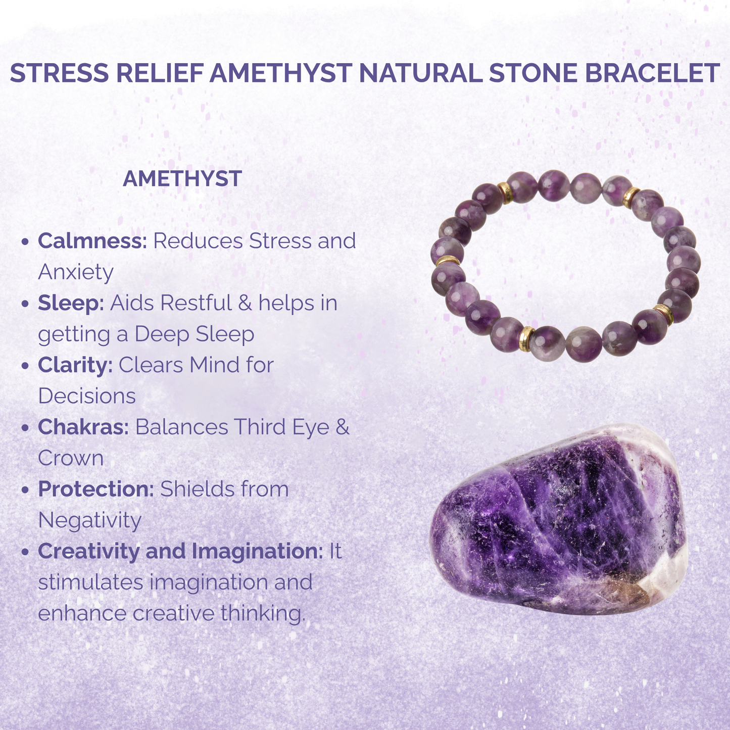 Stress Relief Amethyst Natural Stone Bracelet