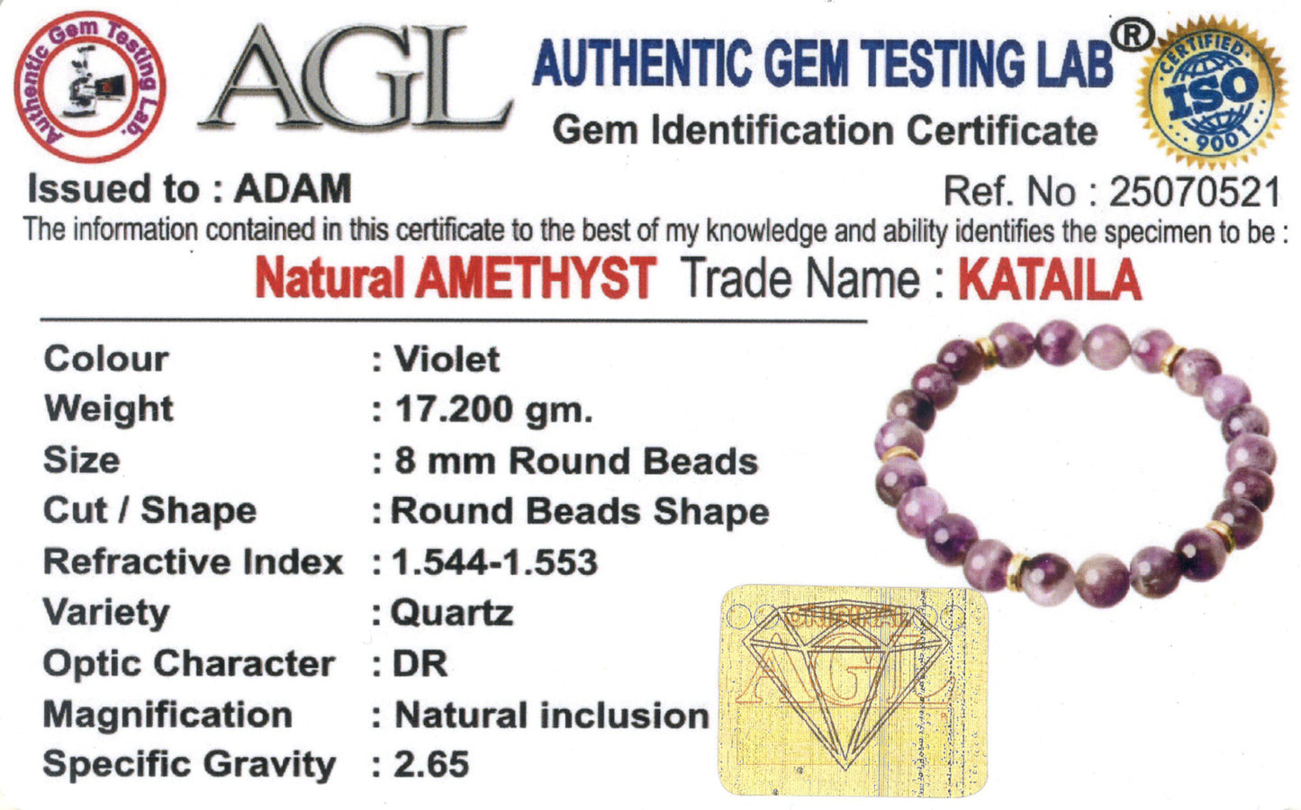 Stress Relief Amethyst Natural Stone Bracelet