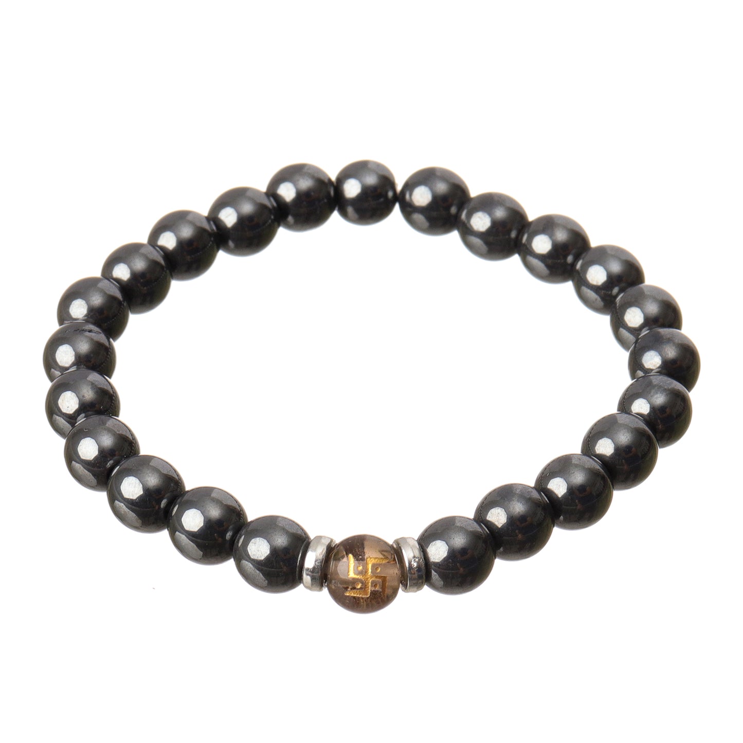 Swastik & Hematite Natural Stone Bracelet