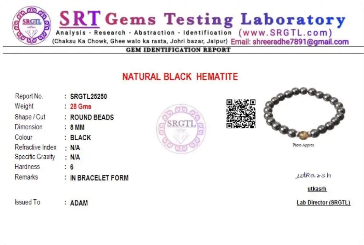 Swastik & Hematite Natural Stone Bracelet