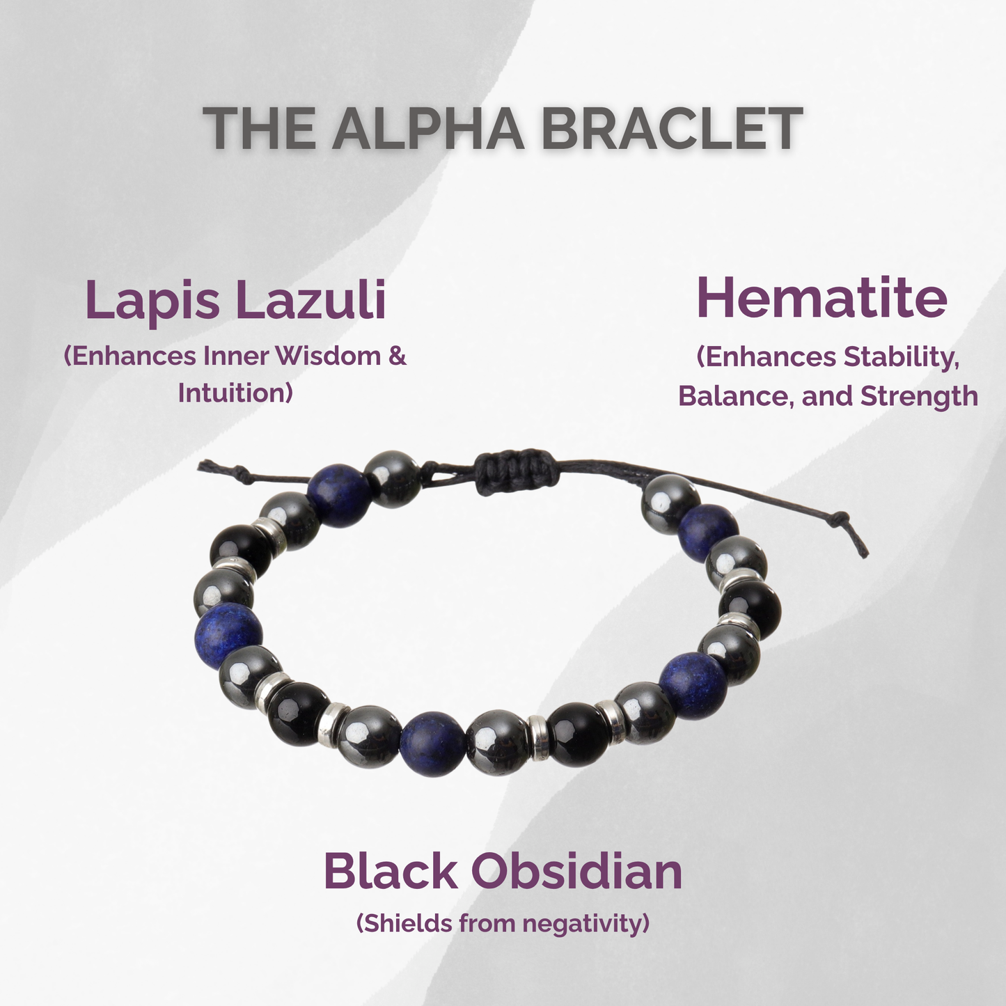 The Alpha Bracelet - Hematite & Lapis Lazuli Natural Stone