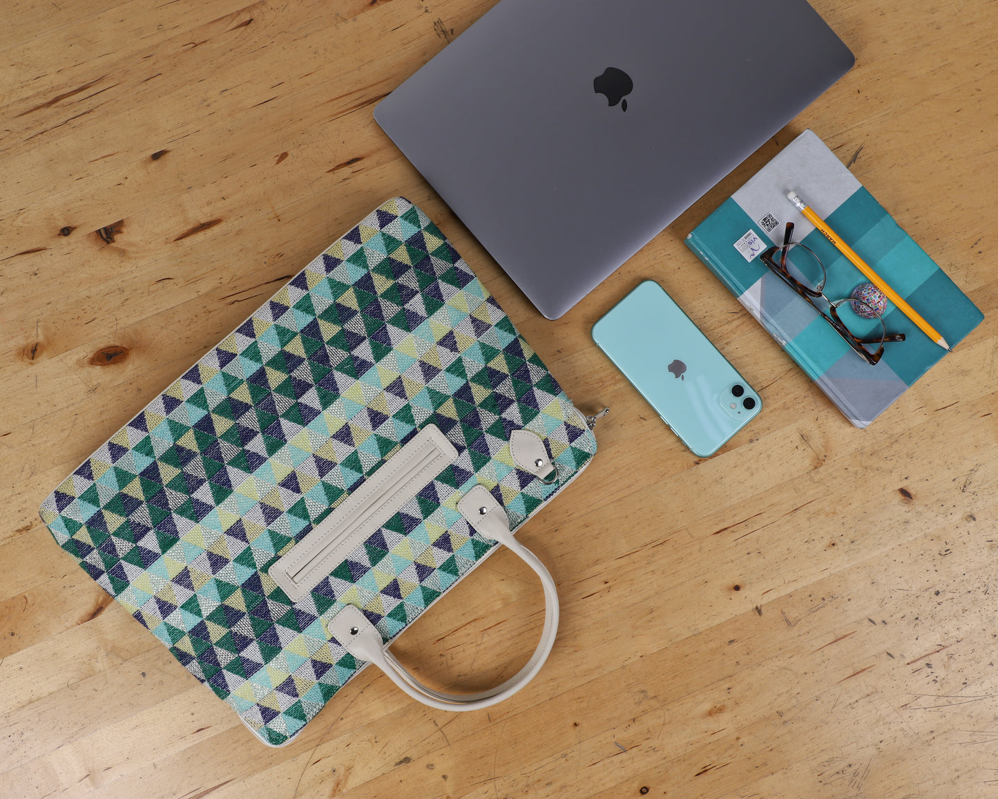 Laptop Bag for Women for 15.6 inch Laptop (Triangular Green)