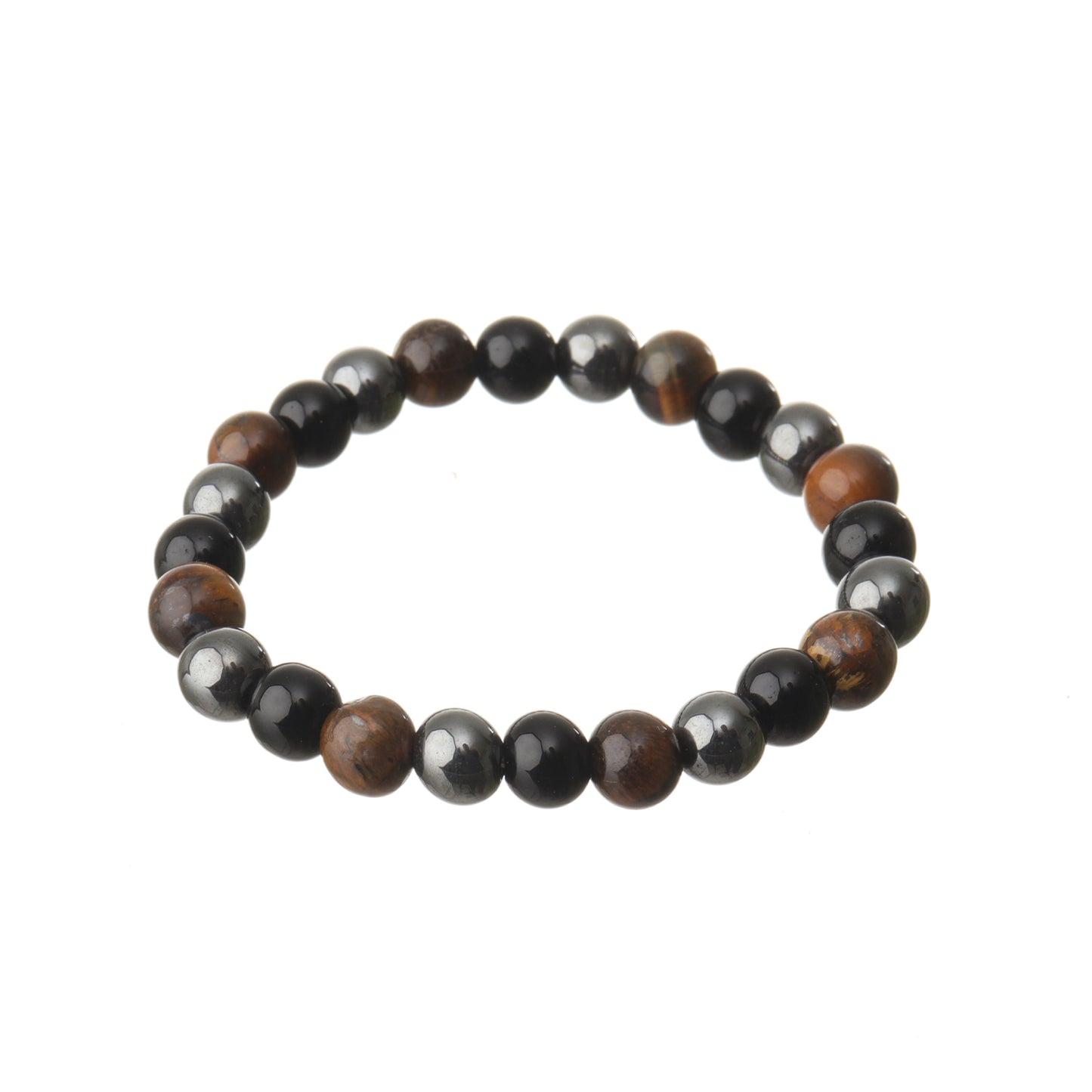 Triple Protection Bracelet - Tiger Eye, Hematite, Black Obsidian Natural Stone