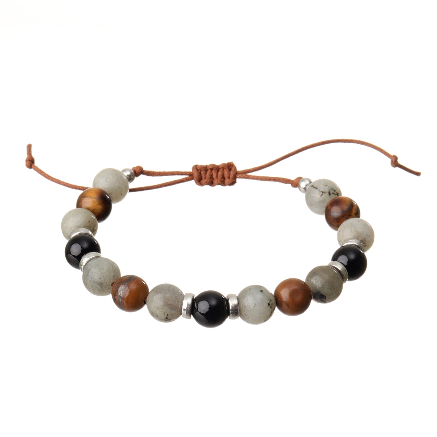Warrior Soul Bracelet - Black Obsidian, Labradorite & Tiger Eye Natural Stone